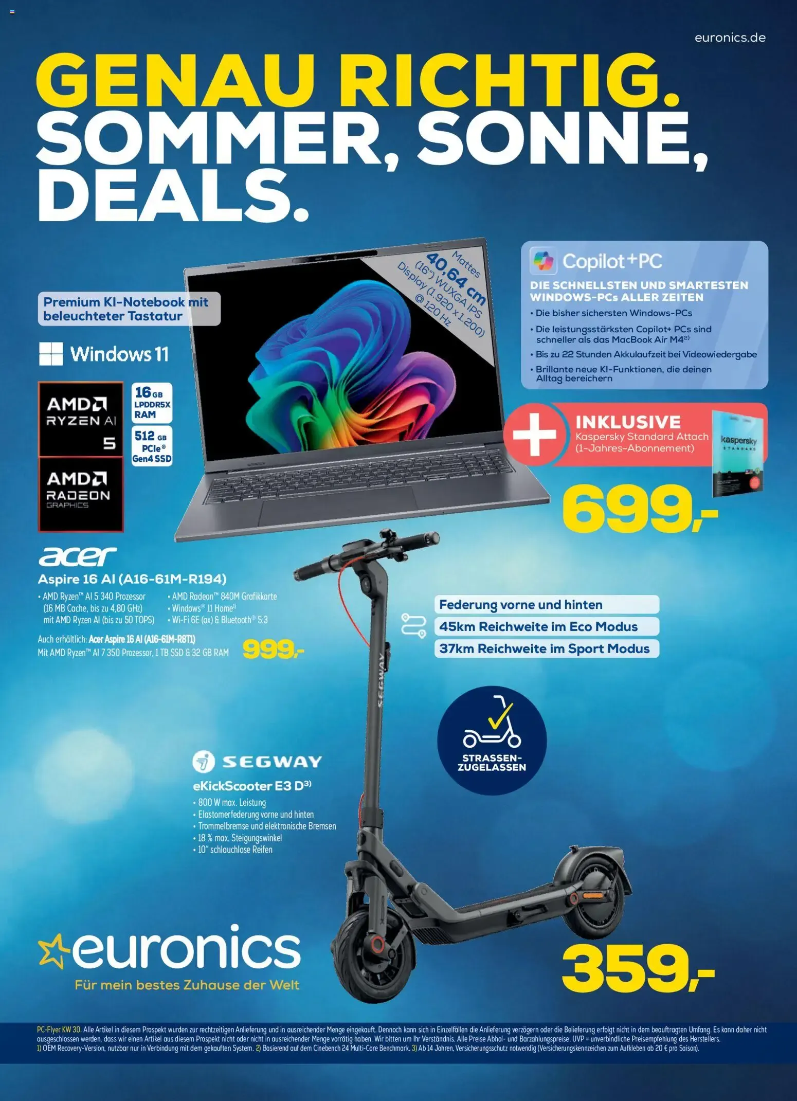 Euronics: GENAU RICHTIG. SOMMER, SONNE, DEALS. (PC-Flyer KW 30) von 20. Juli bis 26. Juli 2026 - Prospekt seite 1
