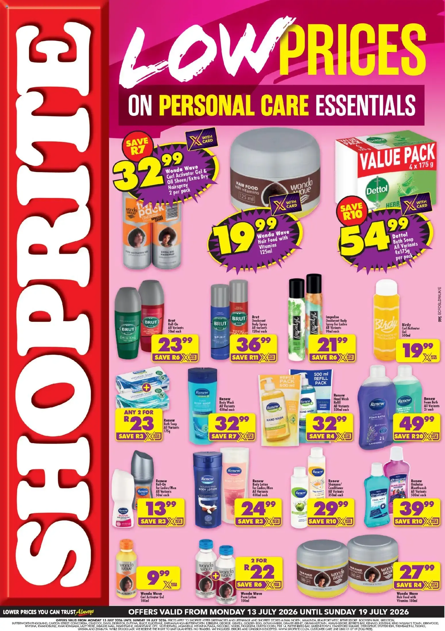 Shoprite - Eastern Cape - Personal Care Essentials (13/07/2026 - 19/07/2026) → Online Catalogue from 13 July to 19 July 2026 - Catalogue Page 1
