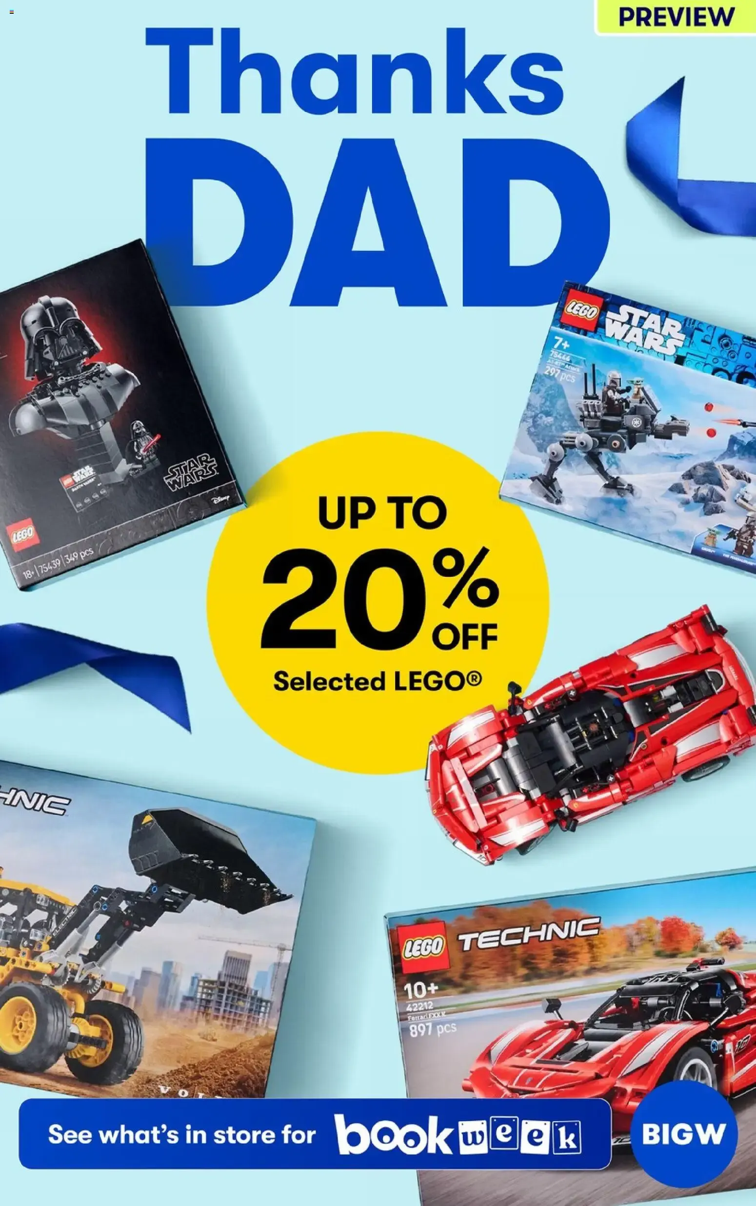 BIGW - Thanks DAD & Up to 20% OFF Selected LEGO