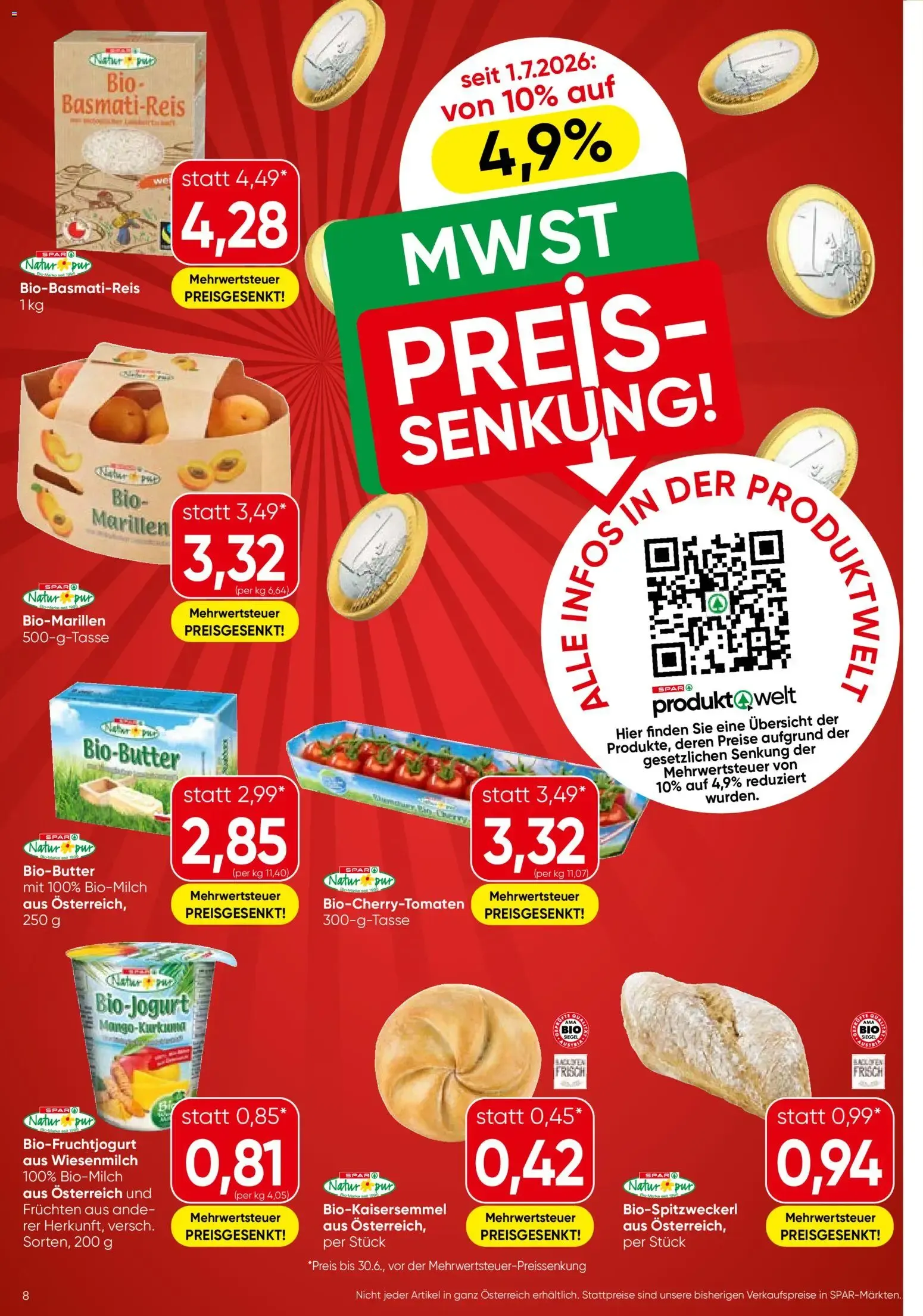 Spar Flugblatt - Wien (09.07.2026) - Angebote und Prospekt von 9. Juli bis 15. Juli 2026 - Flugblätt seite 8