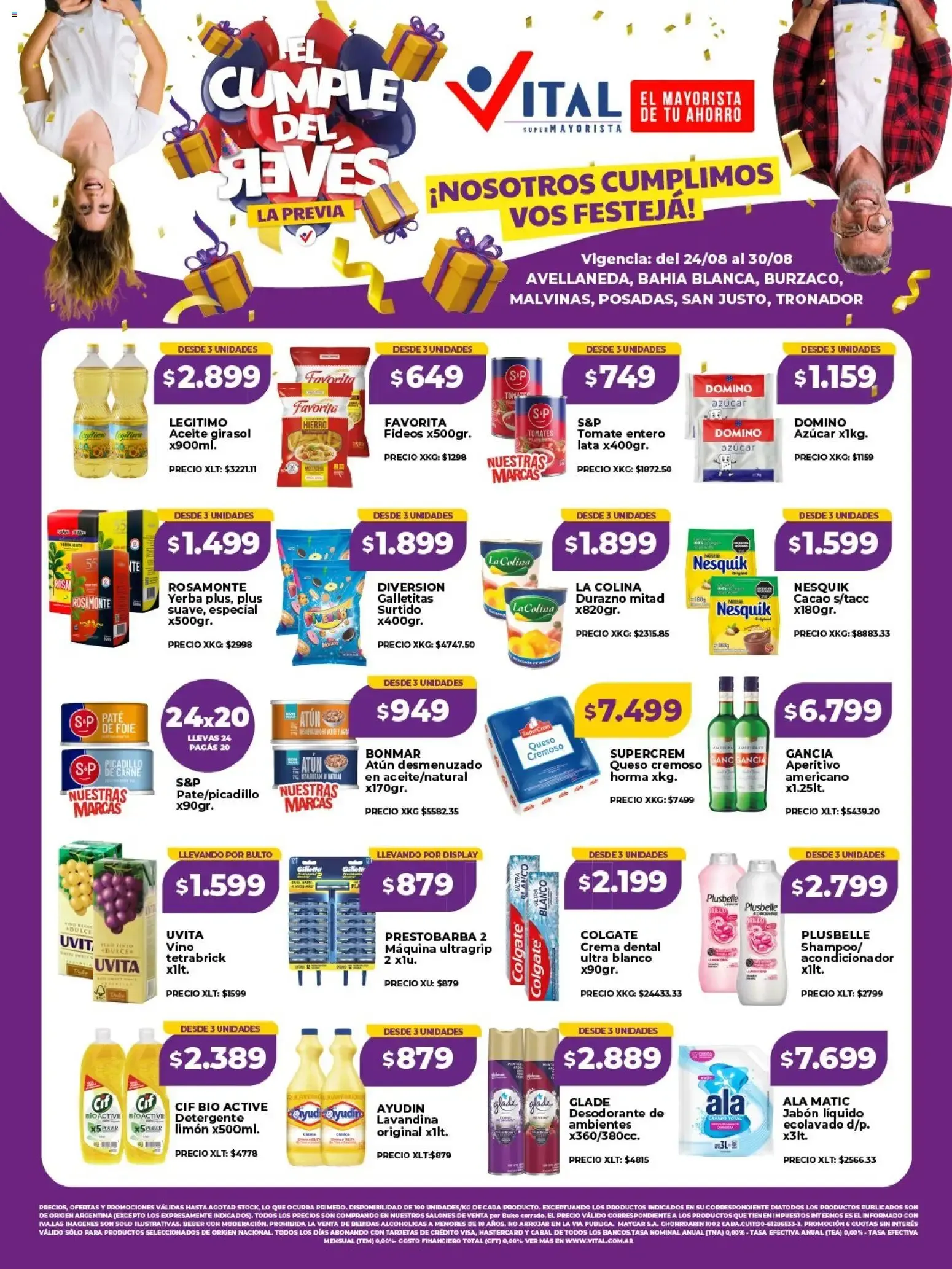 Ofertas de Vital Supermayorista - El Cumple del Revés - Ofertas 24 de agosto al 30 de agosto 2026 - Página 1 del catálogo