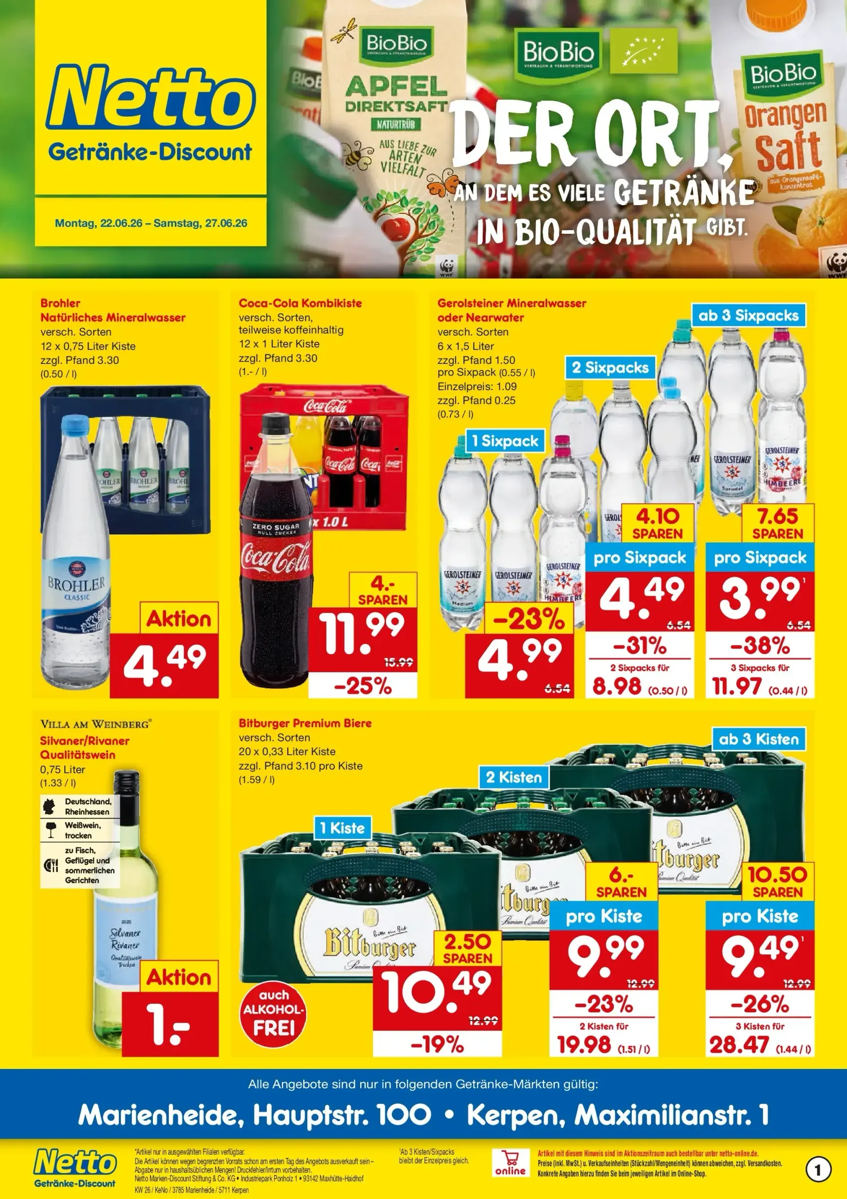 Netto Marken Discount - Marienheide Prospekt – von Montag 22.06.2026 bis Samstag 27.06.2026 von 22. Juni bis 27. Juni 2026 - Prospekt seite 1