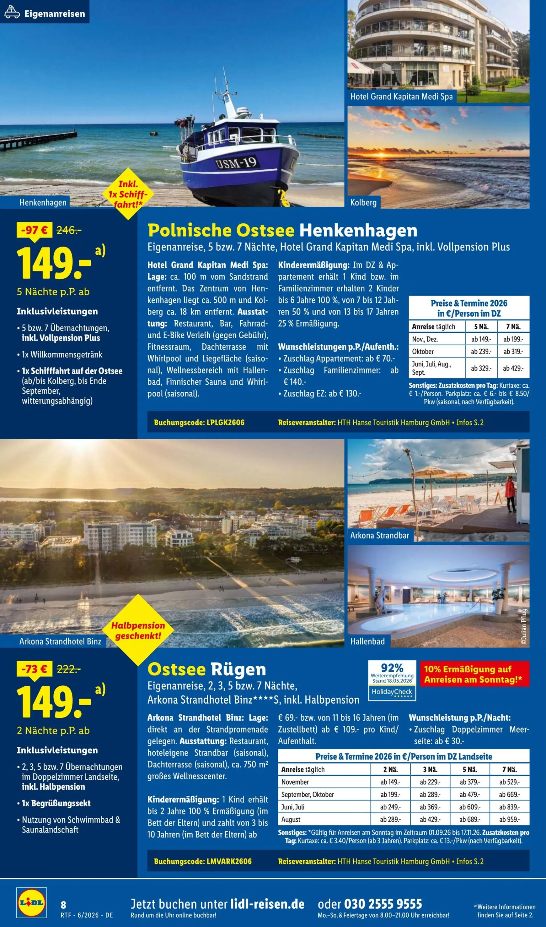 Lidl - Reise Highlights Prospekt – von Donnerstag 11.06.2026 bis Mittwoch 15.07.2026 von 13. Juni bis 15. Juli 2026 - Prospekt seite 8