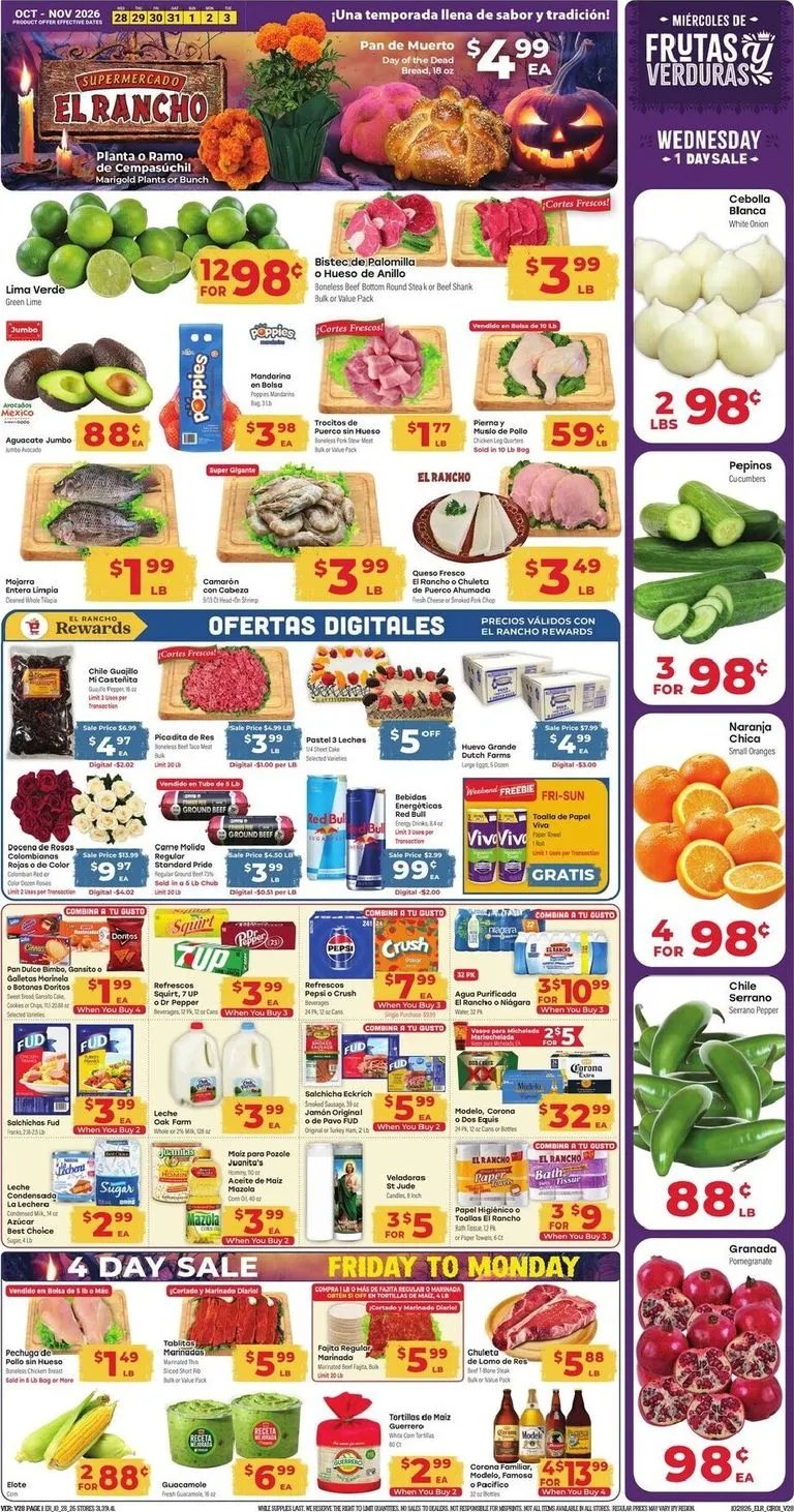 Weekly ad Current El Rancho leaflet valid from Wednesday 10/28/2026 to Tuesday 11/03/2026 from October 28 to November 3 2026 - Page 1