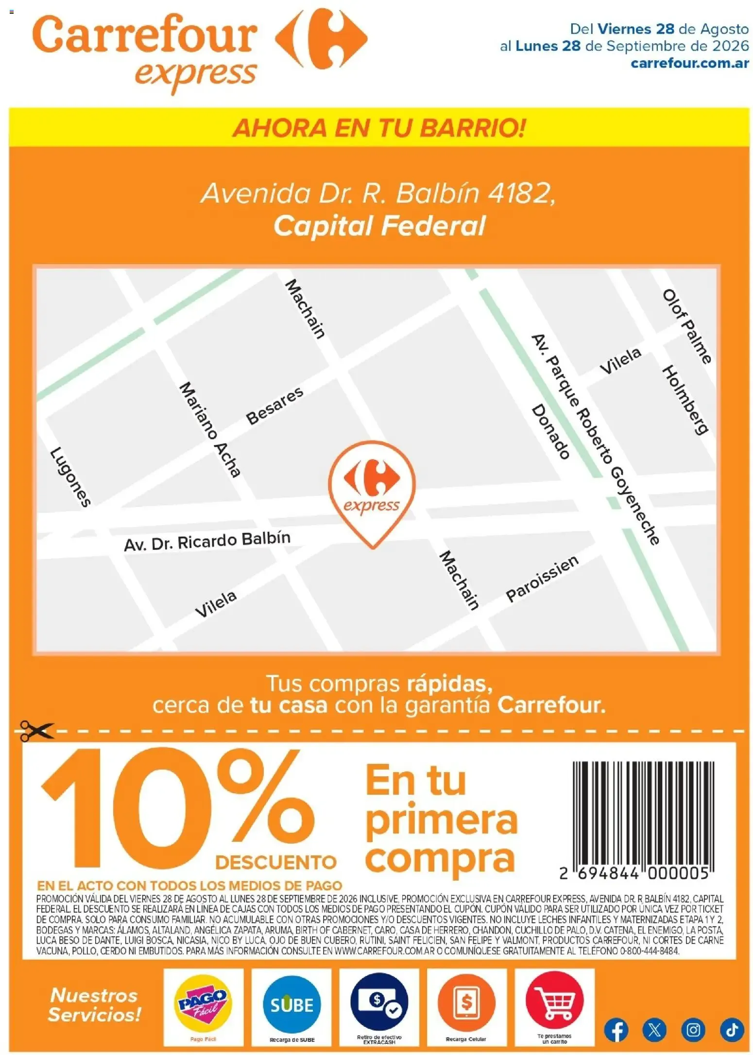 Ofertas de Carrefour - Express | Avenida Dr. R. Balbín 4182, || del 28/08/2026 - 28/09/2026 || Promociones 28 de agosto al 28 de septiembre 2026 - Página 1 del catálogo