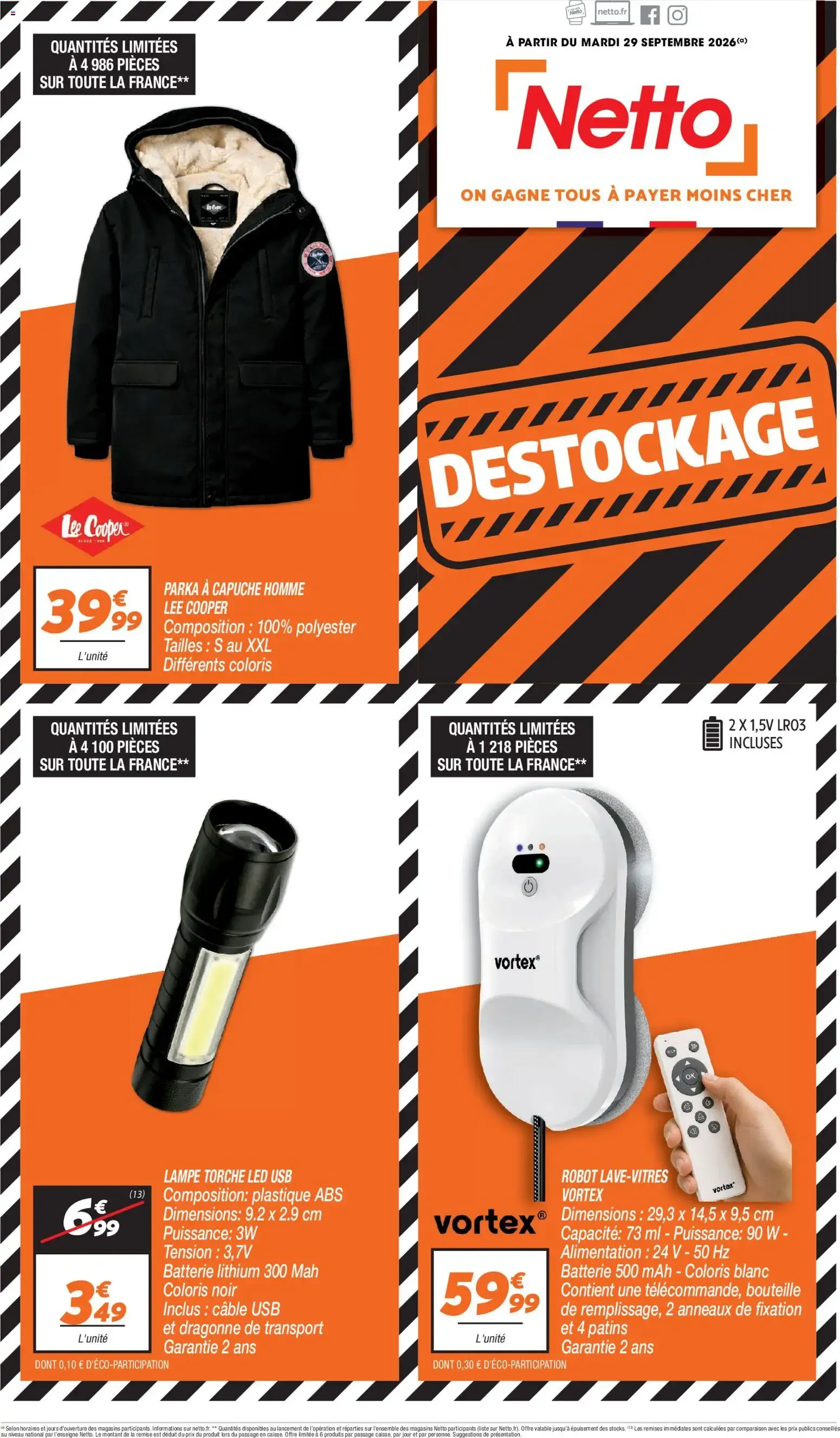 Netto - destockage octobre à partir du 29/09/2026 - promo en ligne du 29 septembre au 31 octobre 2026 - Catalogue page 1