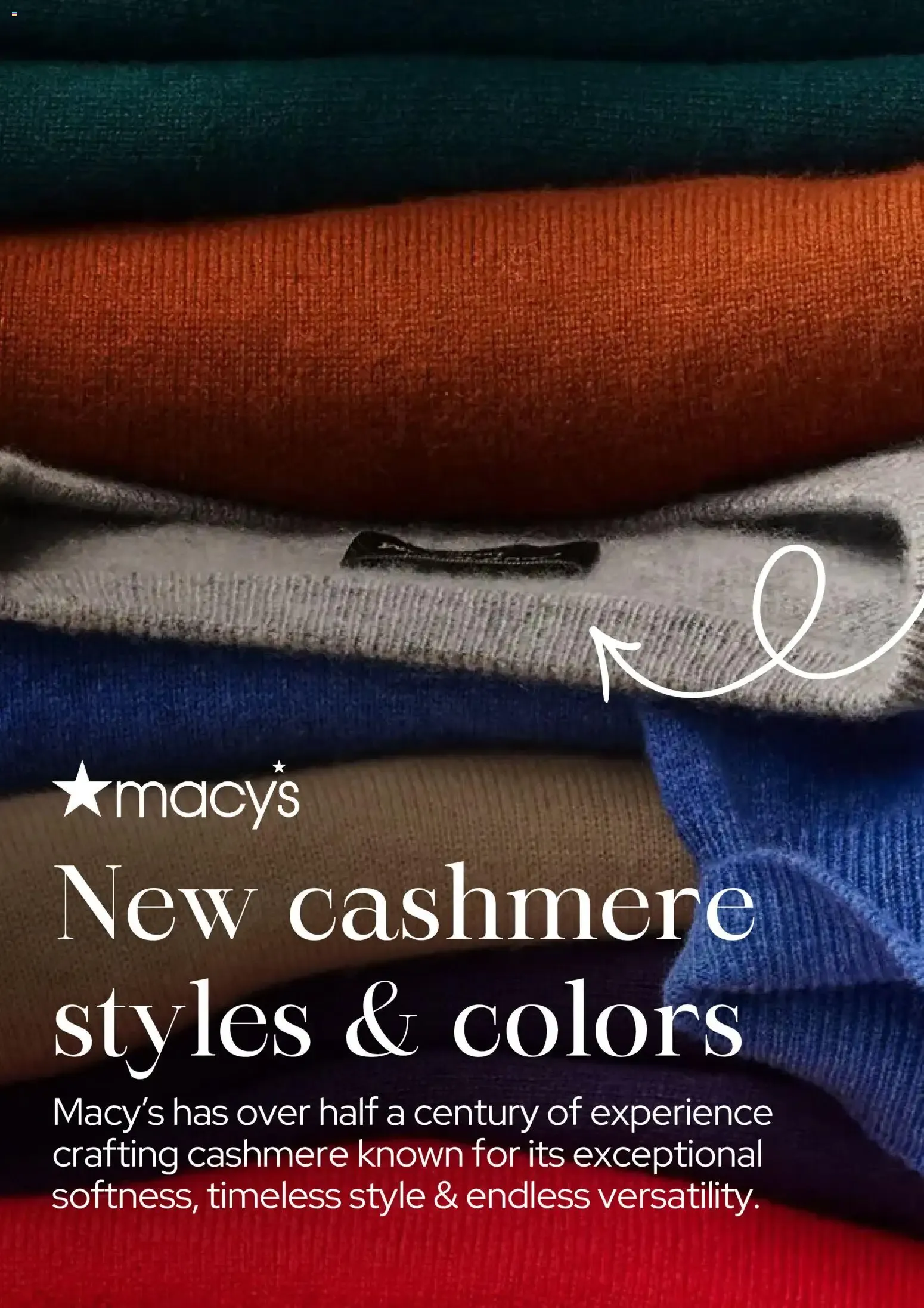 Macy's New cashmere styles & colors