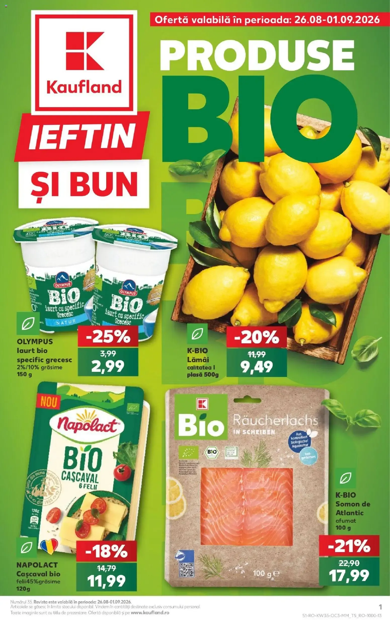 Catalog Kaufland Produse BIO de la 26 august până la 1 septembrie 2026 - Revista Pagina 1