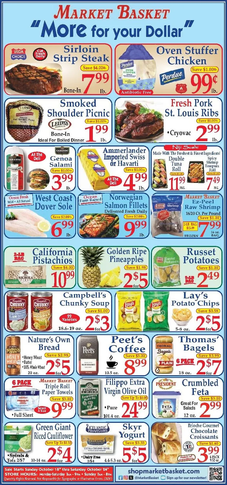 Weekly promotion Current Market Basket leaflet valid from Sunday 10/18/2026 to Saturday 10/24/2026 spanning from October 18 to October 24 2026 - Page 1 for Catalogue 365