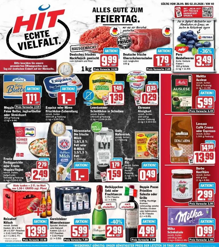 Hit Prospekt – von Montag 28.09.2026 bis Freitag 02.10.2026 von 28. September bis 2. Oktober 2026 - Prospekt seite 1