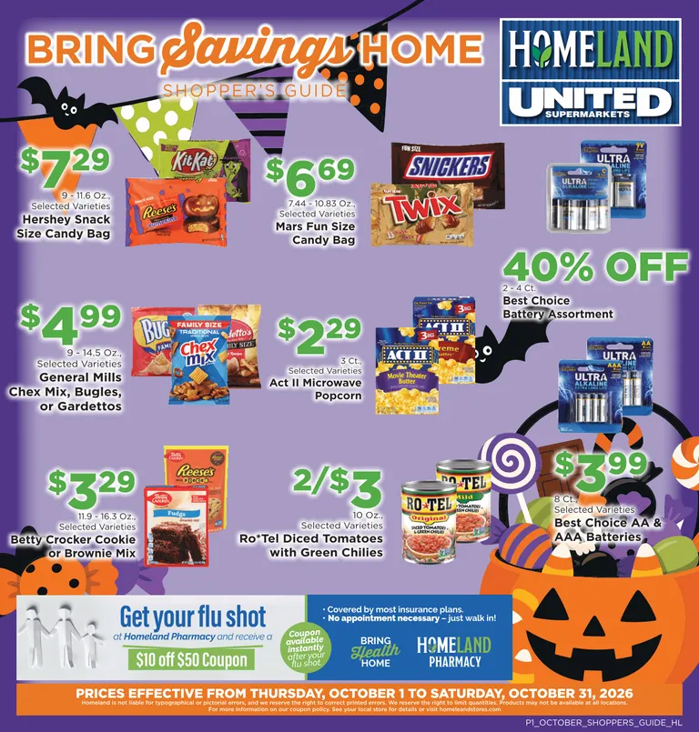 Weekly ad Current Homeland Stores - Bring Savings Home Shopper's Guide leaflet valid from Thursday 10/01/2026 to Saturday 10/31/2026 from October 1 to October 31 2026 - Page 1
