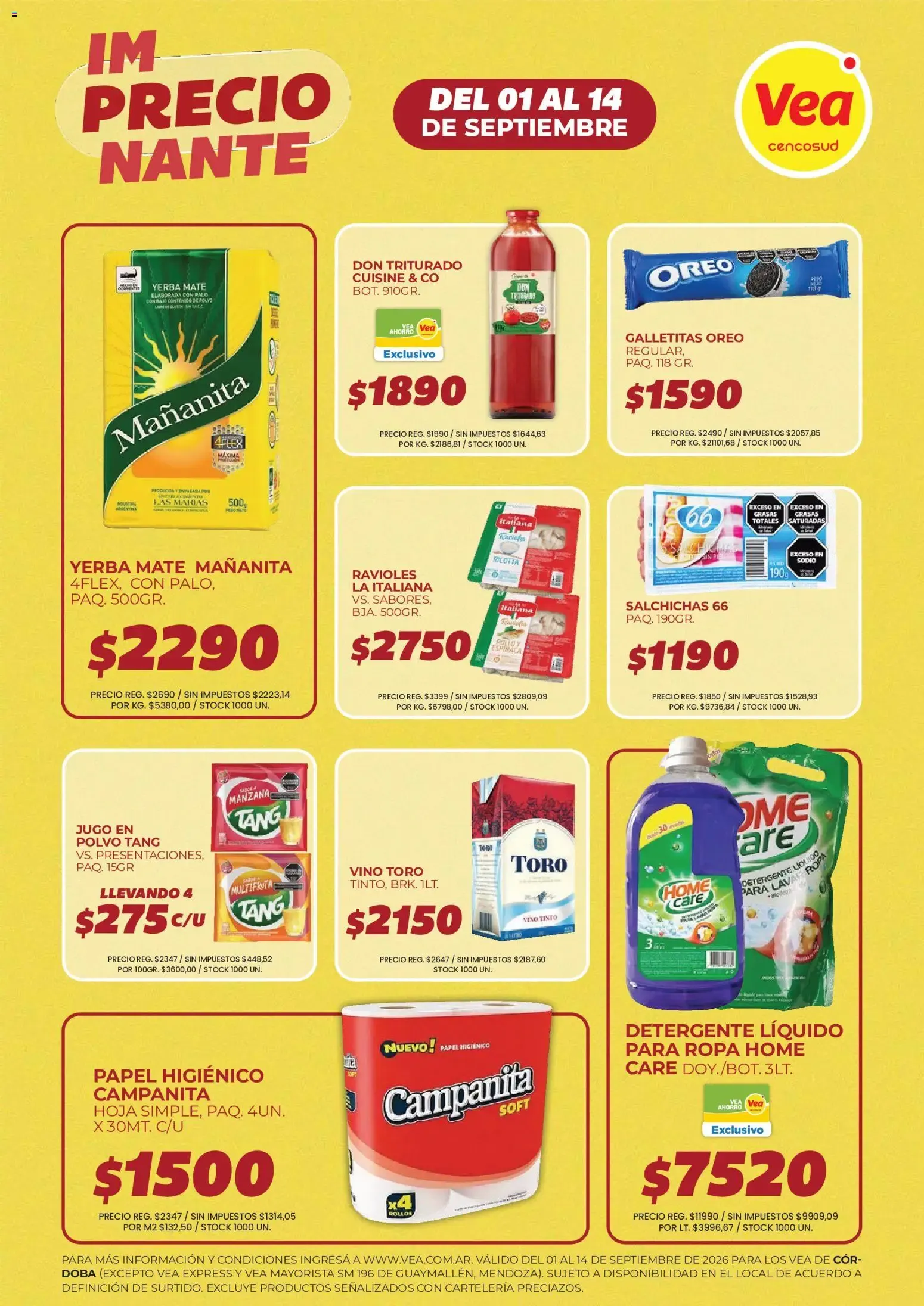 Ofertas de Vea - Folleto imPRECIOnante | Córdoba del 01/09/2026 - 14/09/2026 1 de septiembre al 14 de septiembre 2026 - Página 1 del catálogo