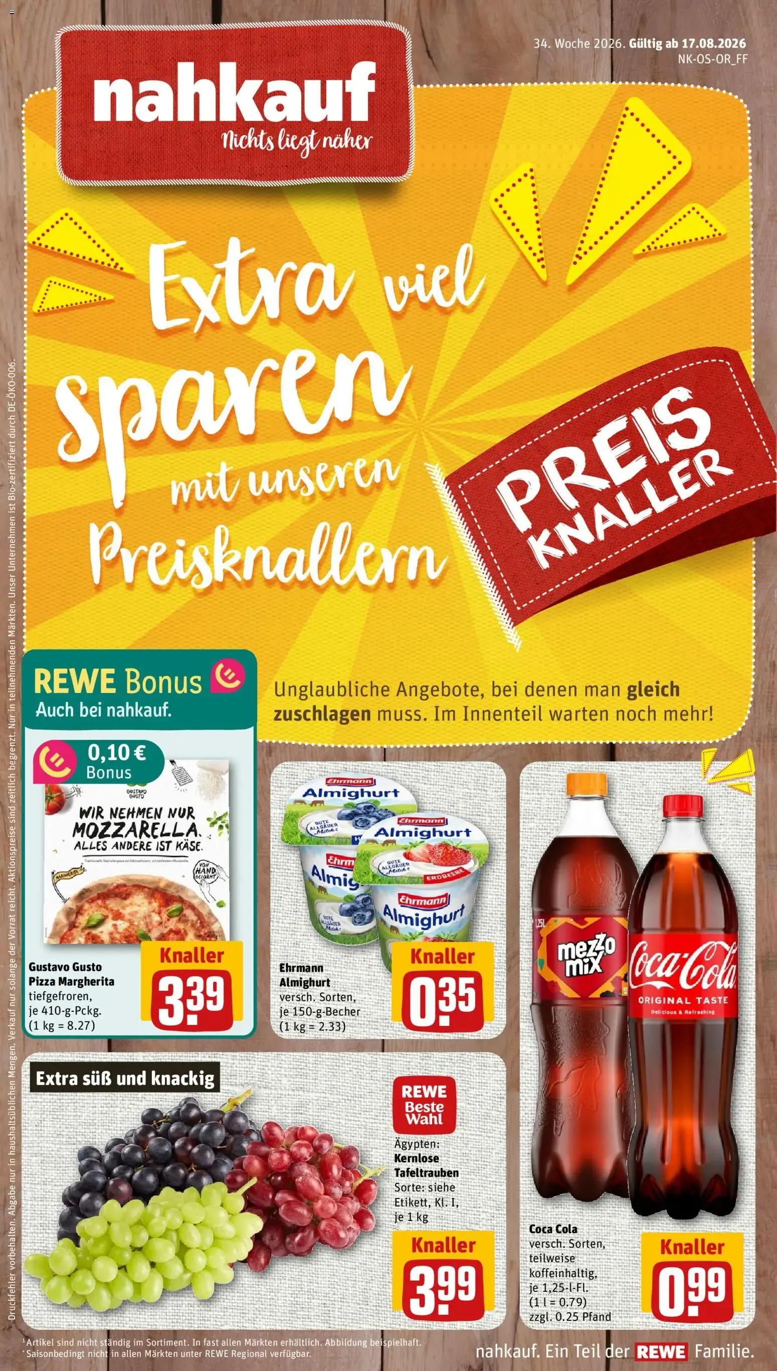 Nahkauf Prospekt (ab 17.08.2026) zum Blättern von 17. August bis 23. August 2026 - Prospekt seite 1