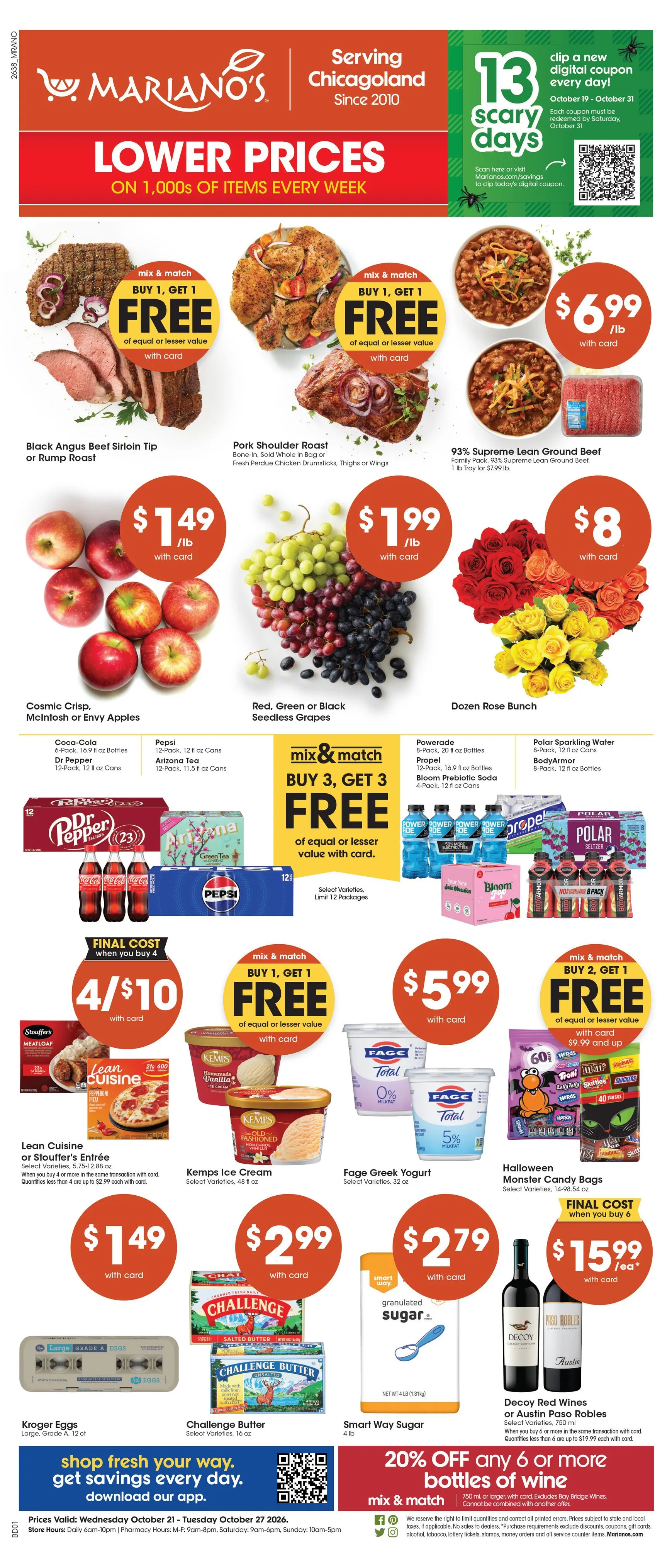 Weekly promotion Mariano's: Lower Prices on 1,000s of Items Every Week spanning from October 21 to October 27 2026 - Page 1 for Catalogue 365