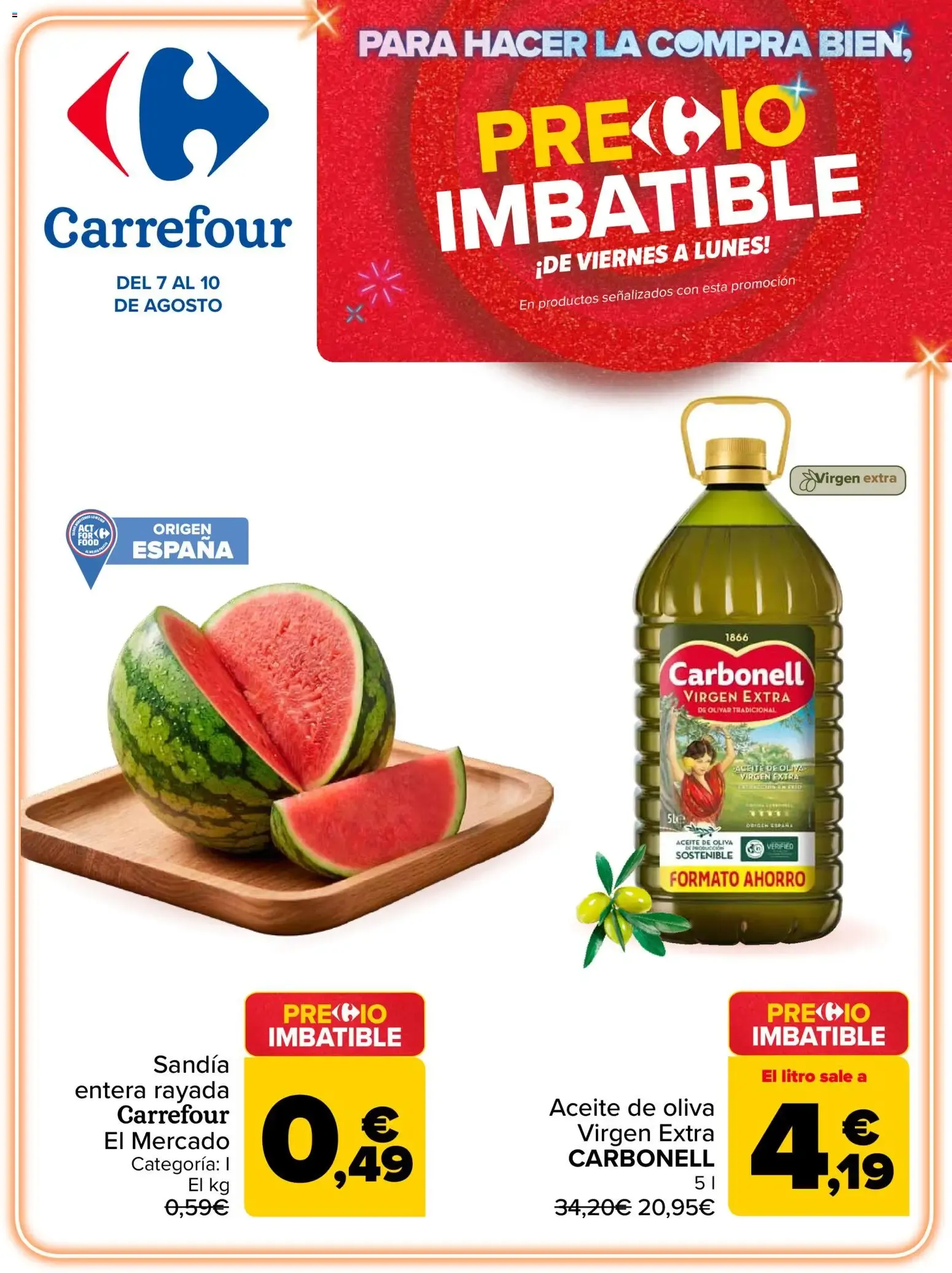 Catálogo de Carrefour Precio Imbatible del 07/08/2026 | Catálogo 7 de agosto al 10 de agosto 2026 - Página 1
