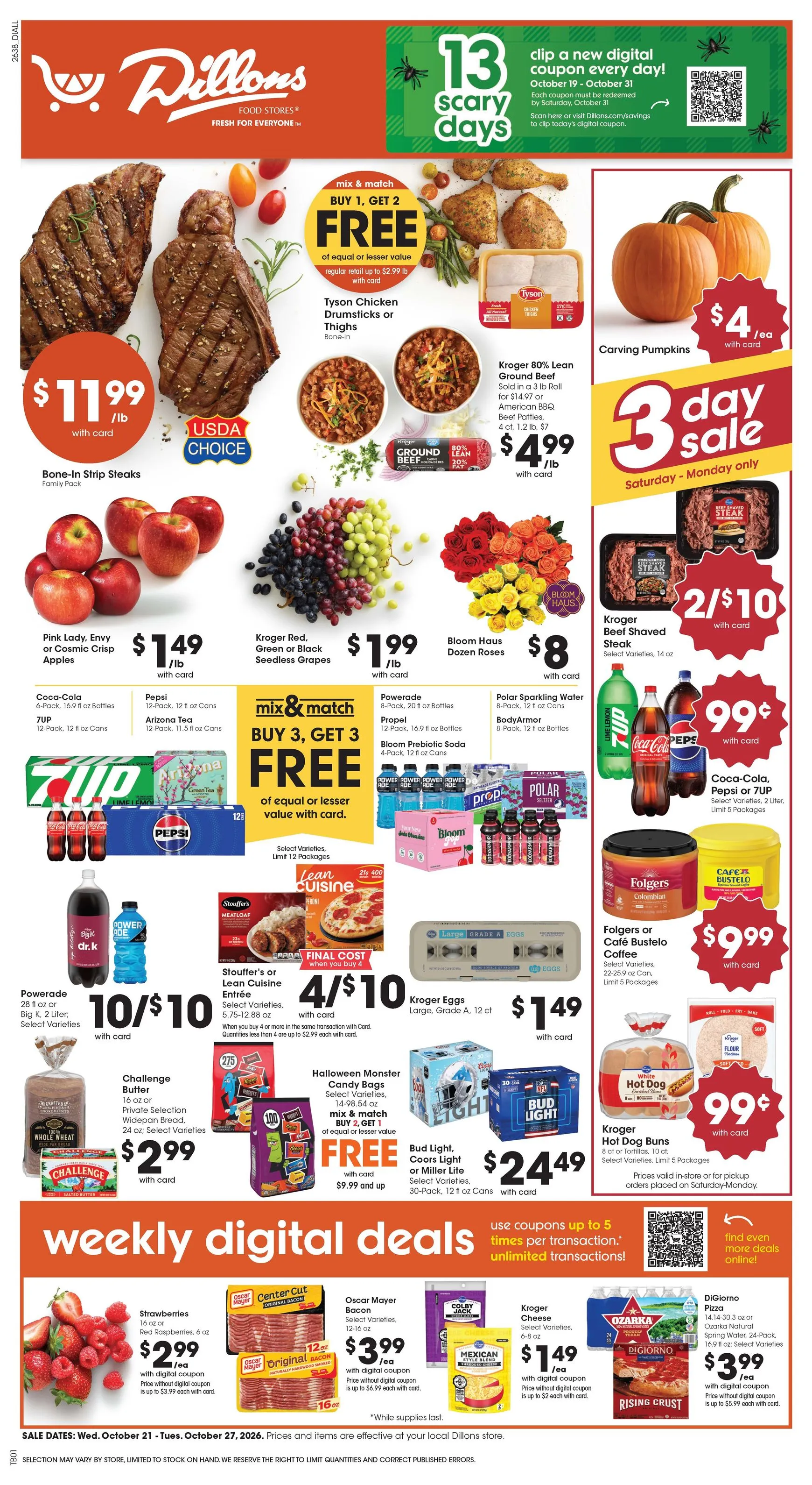 Weekly promotion Current Dillons leaflet valid from Wednesday 10/21/2026 to Tuesday 10/27/2026 spanning from October 21 to October 27 2026 - Page 1 for Catalogue 365