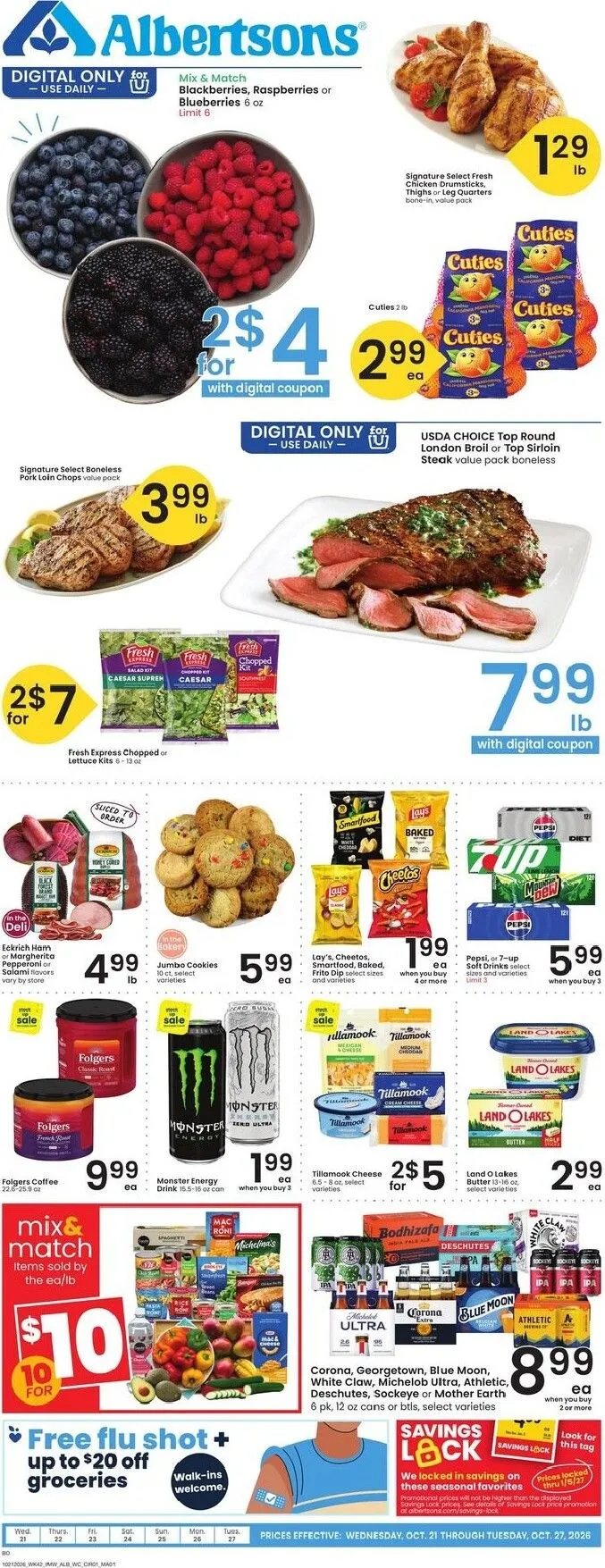 Weekly promotion Current Albertsons leaflet valid from Wednesday 10/21/2026 to Tuesday 10/27/2026 spanning from October 21 to October 27 2026 - Page 1 for Catalogue 365