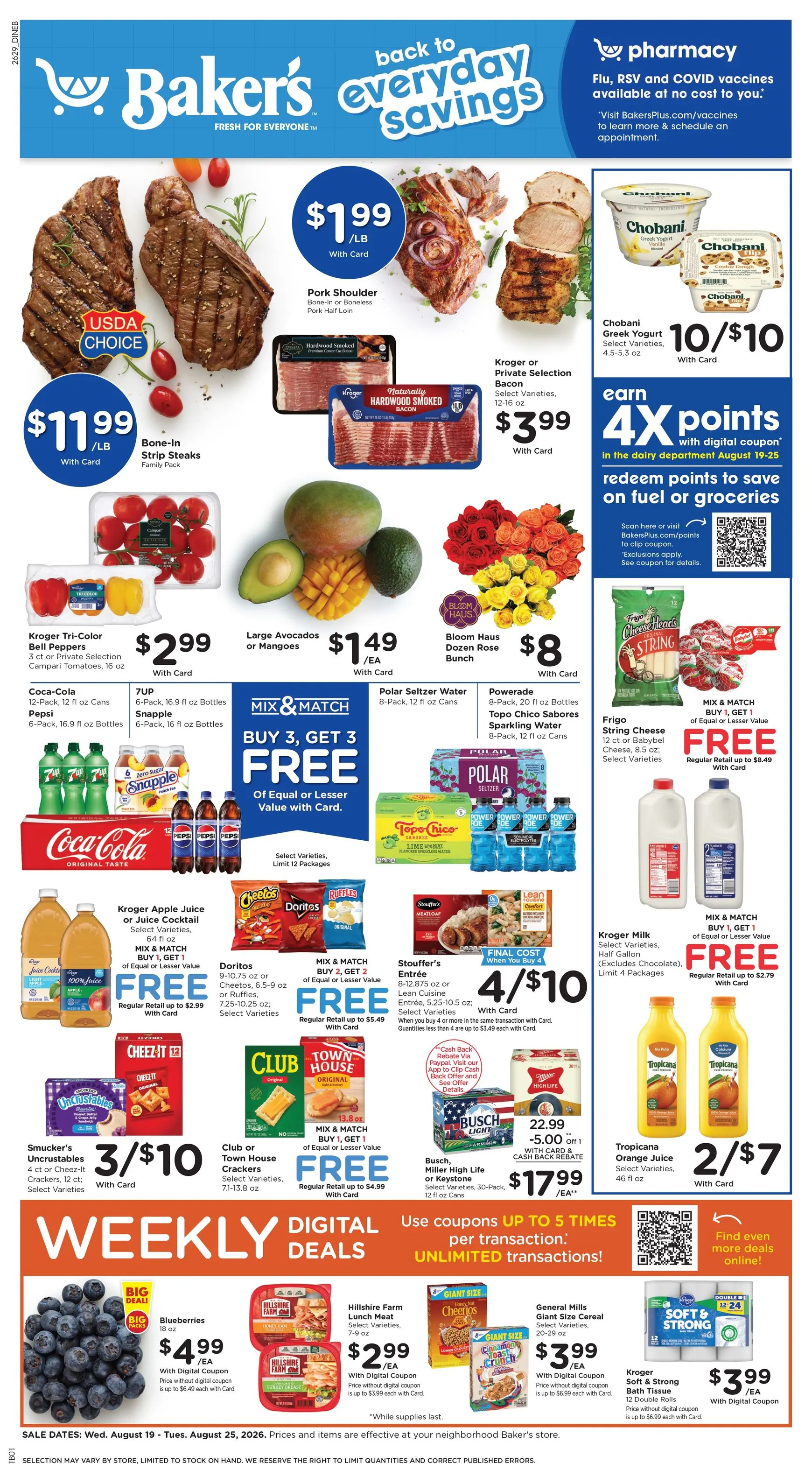 Weekly promotion Baker's Weekly Digital Deals spanning from August 19 to August 25 2026 - Page 1 for Catalogue 365