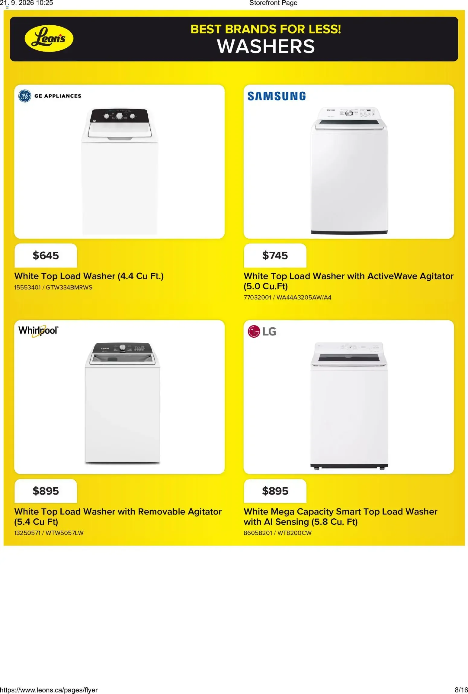 Leon's - Best Brands For Less! Appliances from September 17 to September 23 2026 - flyer page 8