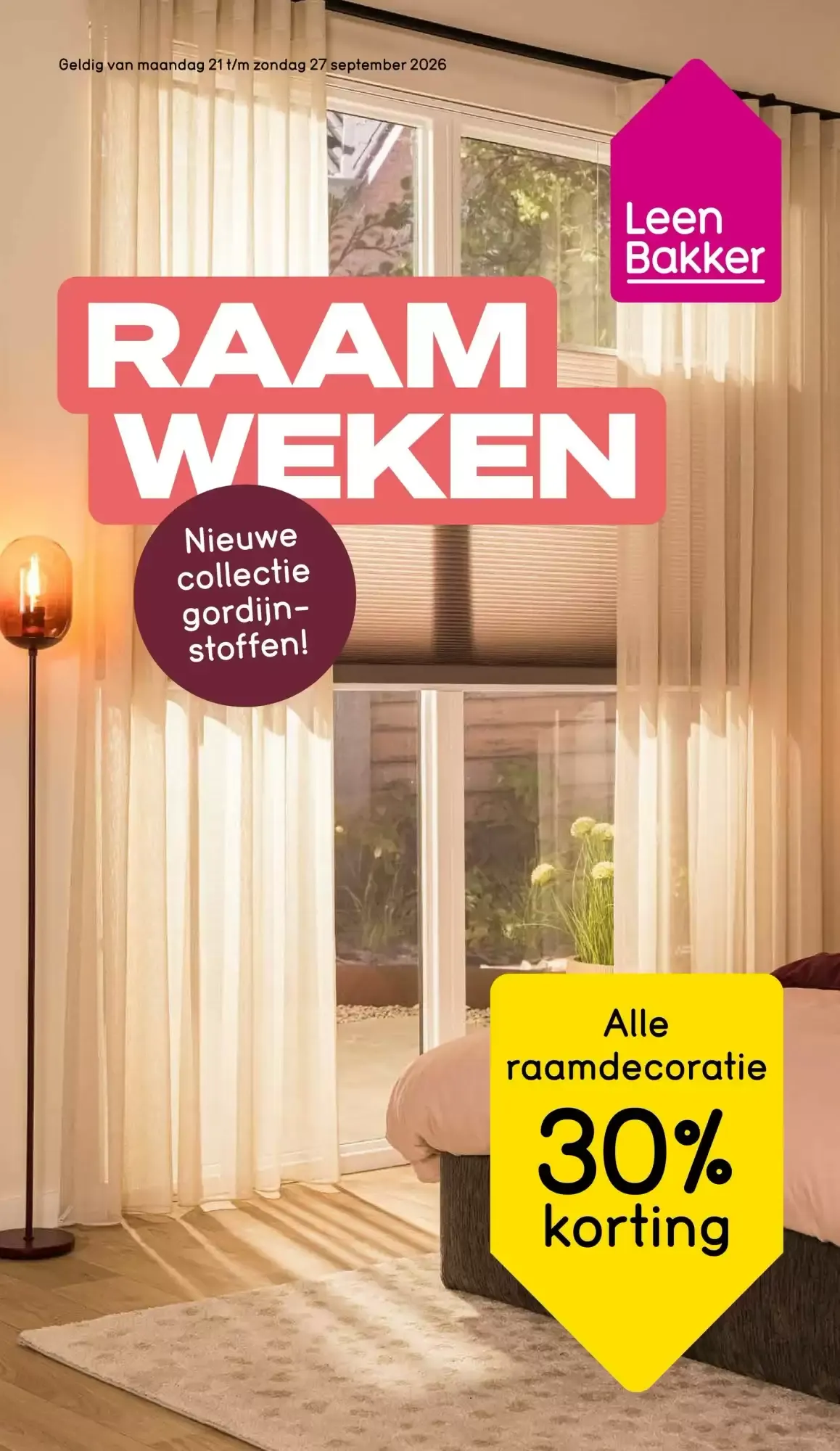 Leen Bakker: Raam Weken van 21 september tot 27 september 2026 - Folder pagina 1