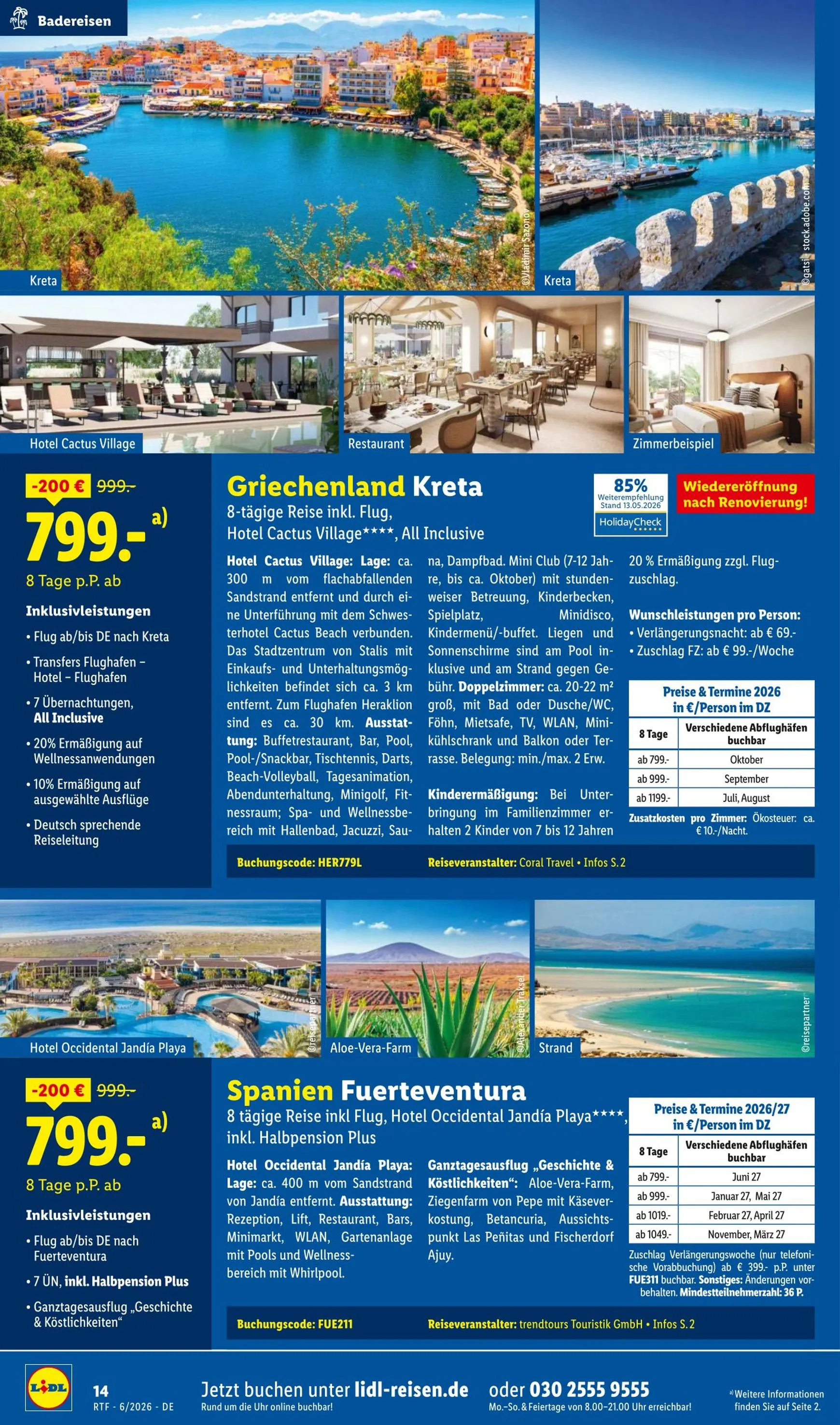 Lidl - Reise Highlights Prospekt – von Donnerstag 11.06.2026 bis Mittwoch 15.07.2026 von 13. Juni bis 15. Juli 2026 - Prospekt seite 14