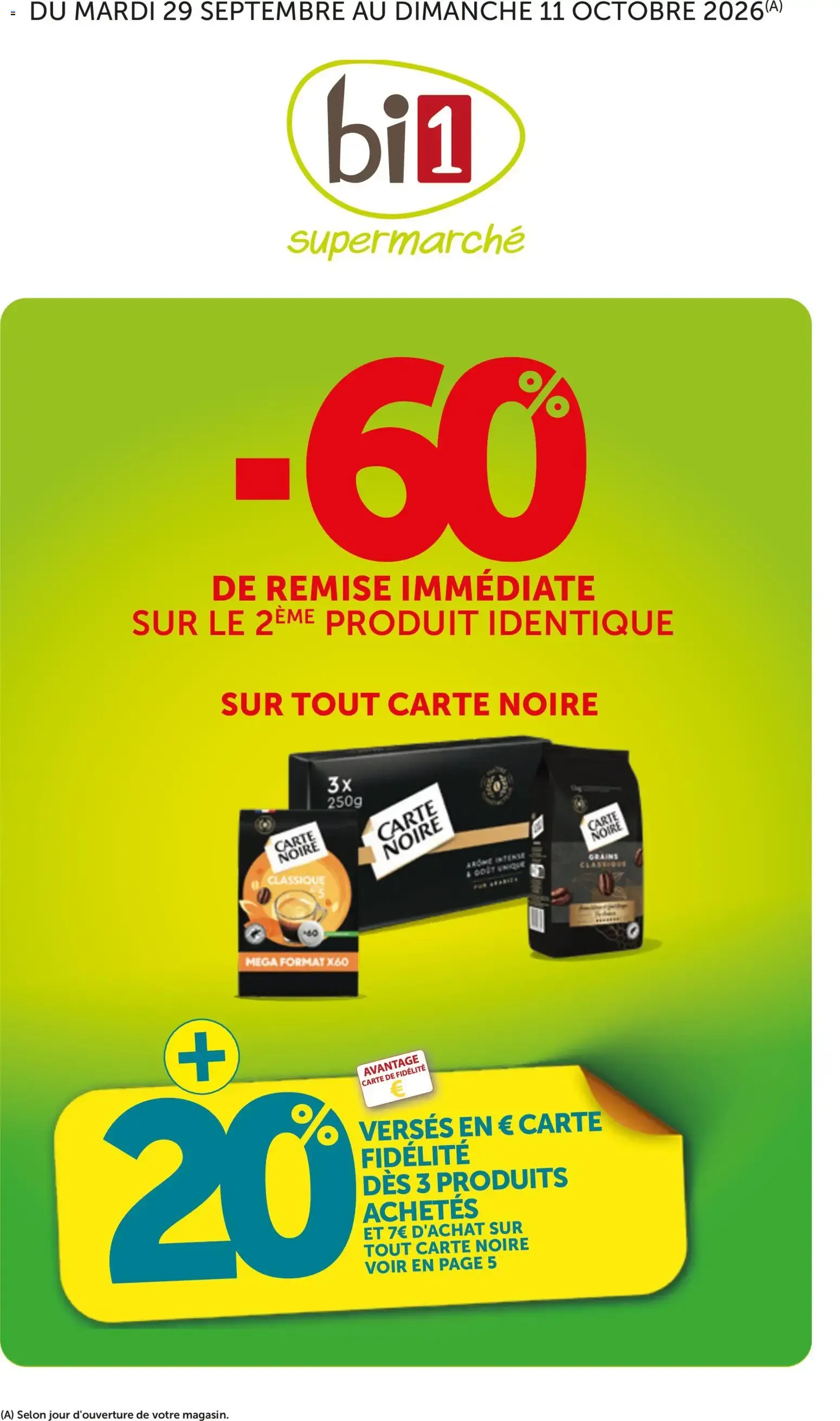 bi1 Catalogue 60% de remise immédiate à partir du 29/09/2026 - promo en ligne du 29 septembre au 11 octobre 2026 - Catalogue page 1