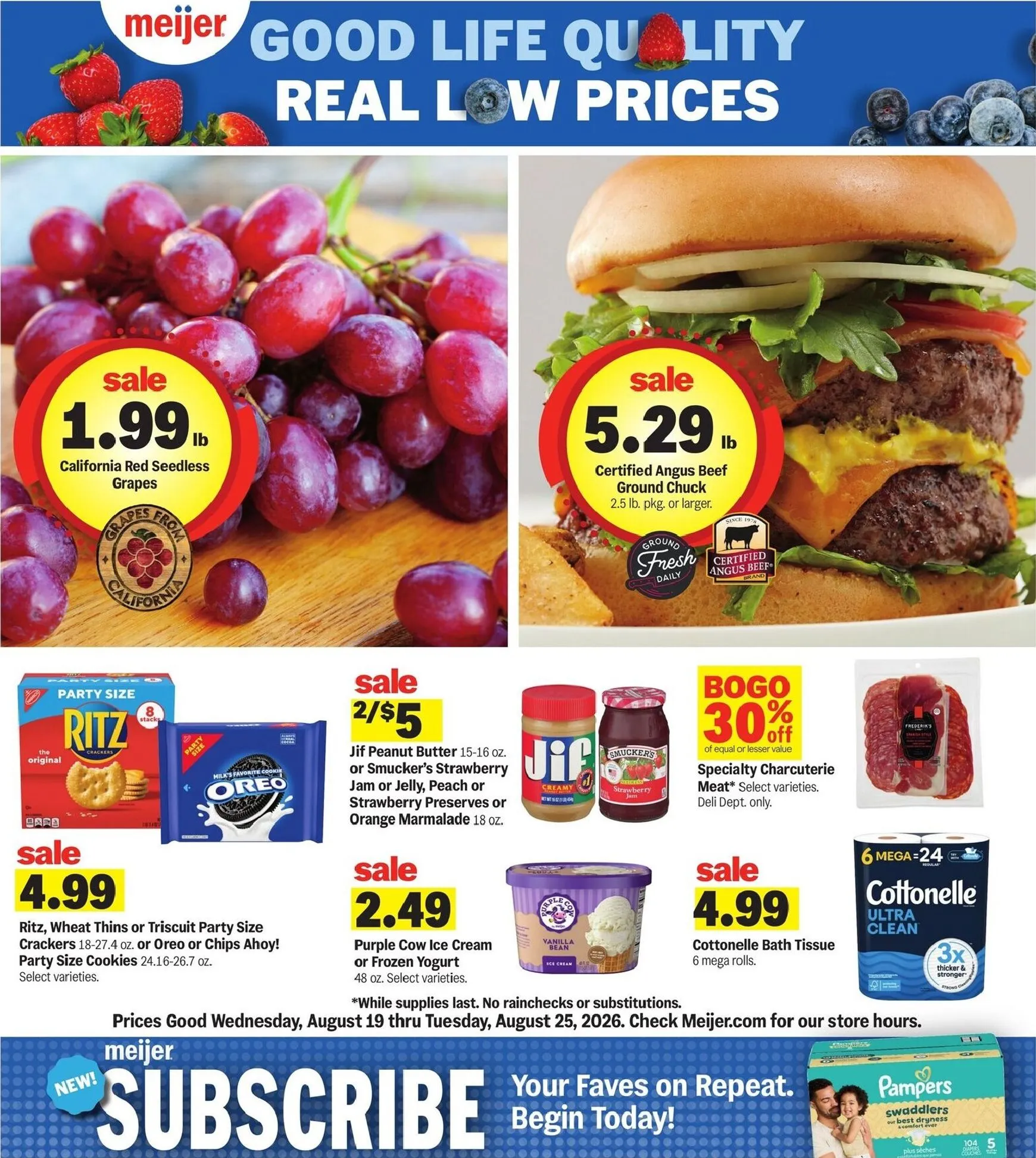 Weekly ad Meijer: Good Life Quality, Real Low Prices from August 19 to August 25 2026 - Page 1