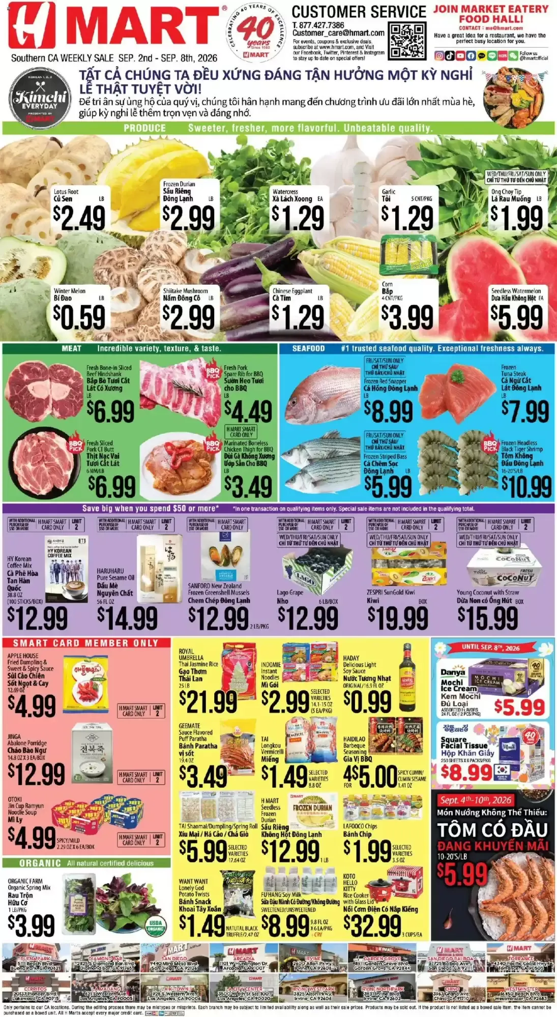 Weekly ad H MART Southern CA WEEKLY SALE from September 2 to September 8 2026 - Page 1