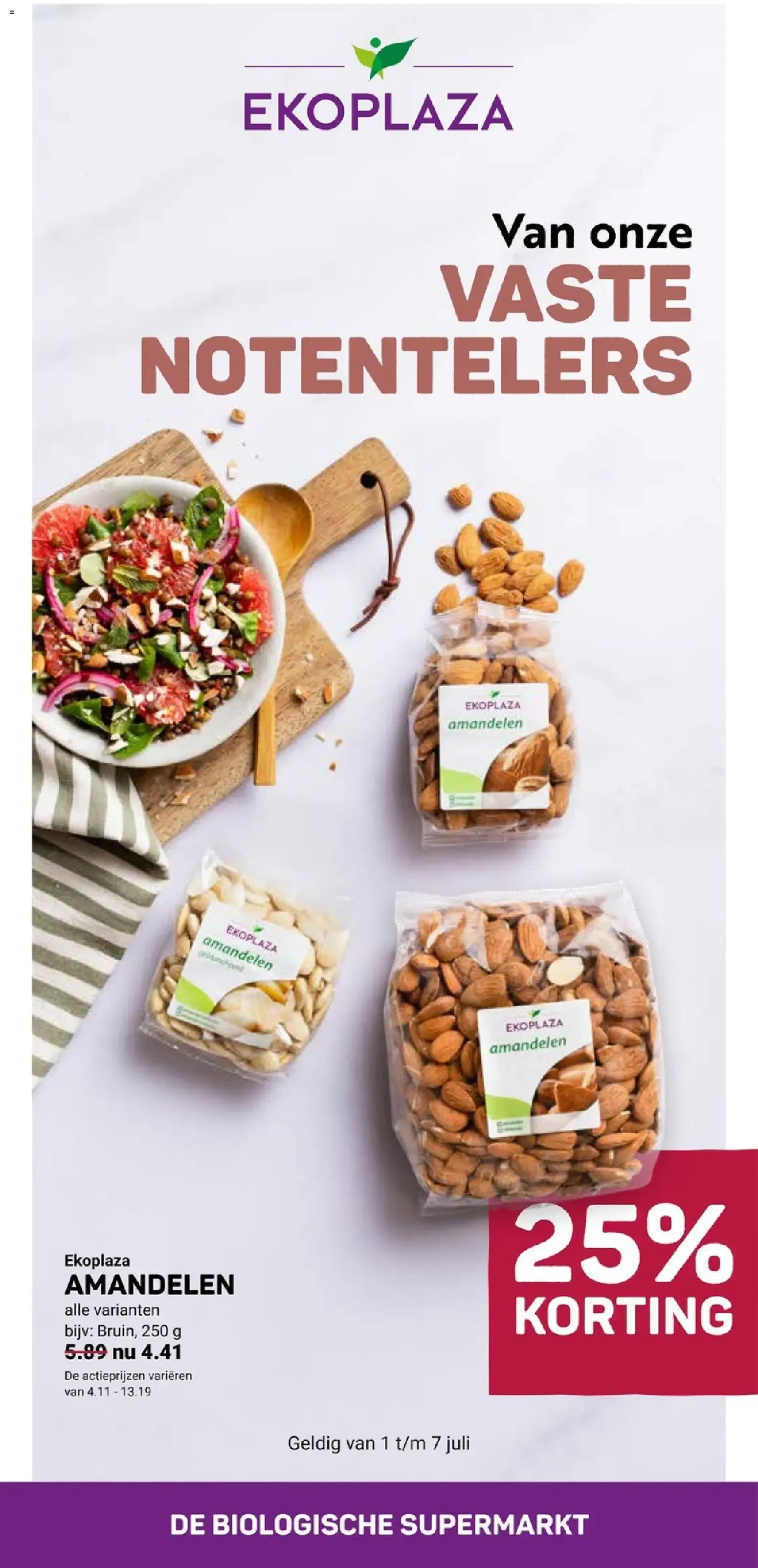 Ekoplaza: Almendras y frutos secos con 25% de descuento van 1 juli tot 7 juli 2026 - Folder pagina 1