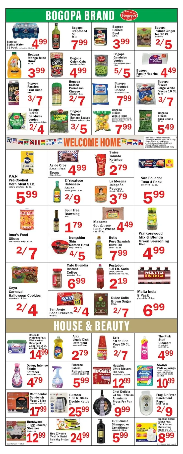 Weekly promotion Food Bazaar Supermarket Flyer spanning from October 22 to October 28 2026 - Page 3 for Catalogue 365