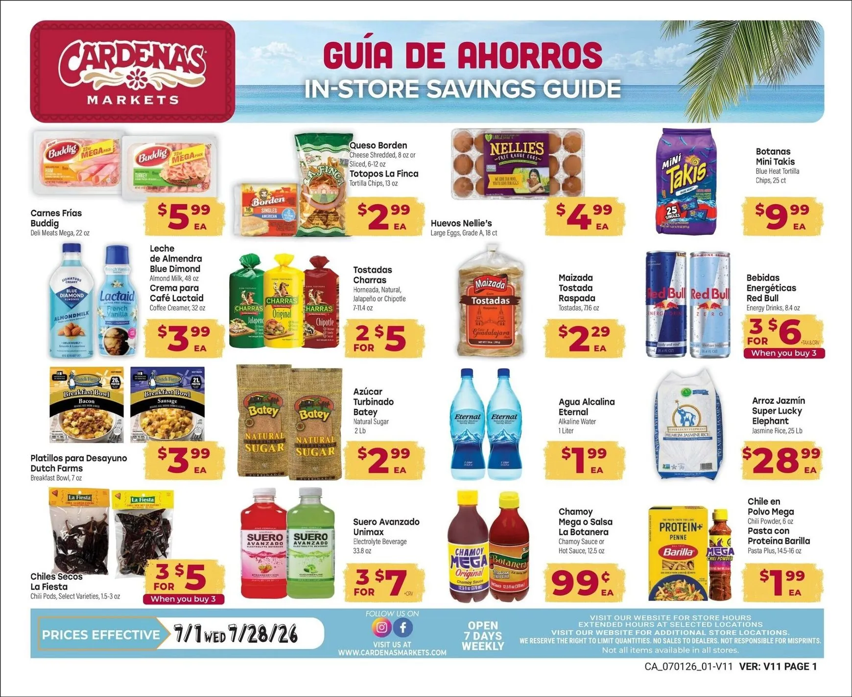 Weekly promotion Current Cardenas Markets - Savings leaflet valid from Wednesday 07/01/2026 to Tuesday 07/28/2026 spanning from July 1 to July 28 2026 - Page 1 for Catalogue 365