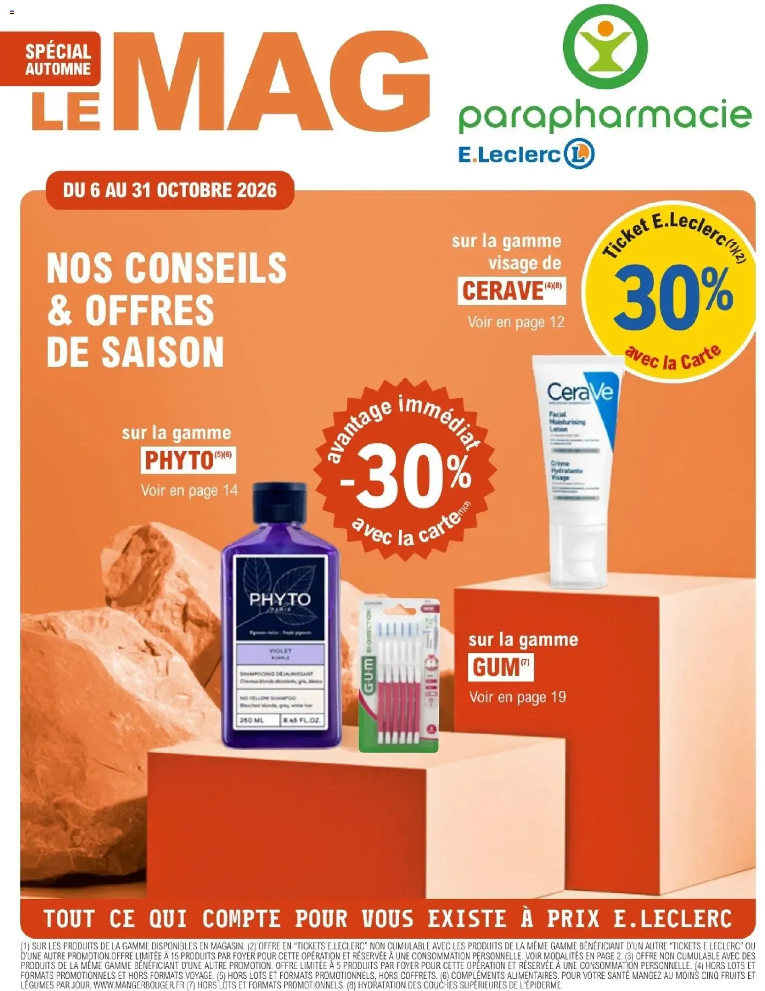 E.Leclerc Parapharmacie - Le Mag: Spécial Automne - Nos Conseils & Offres de Saison du 6 octobre au 31 octobre 2026 - Catalogue page 1