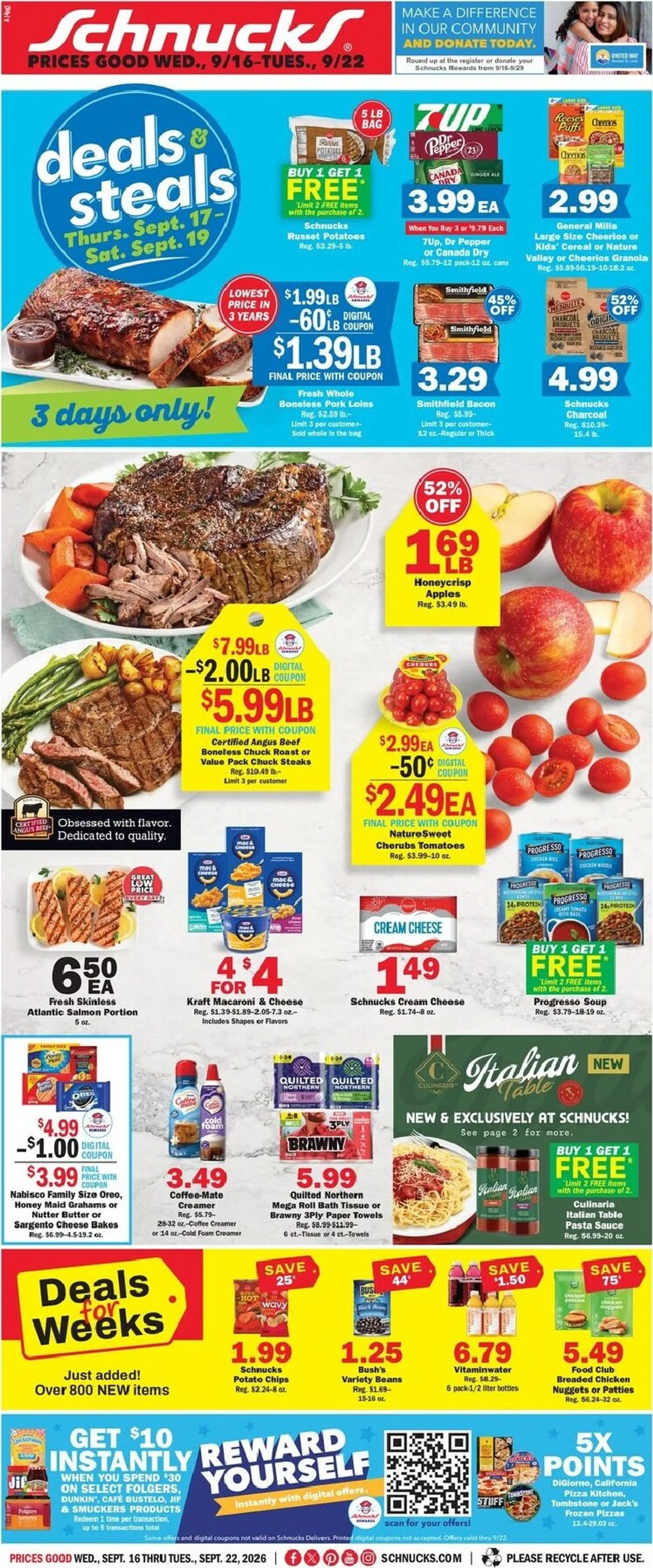 Weekly ad Current Schnucks leaflet valid from Wednesday 09/16/2026 to Tuesday 09/22/2026 from September 16 to September 22 2026 - Page 1