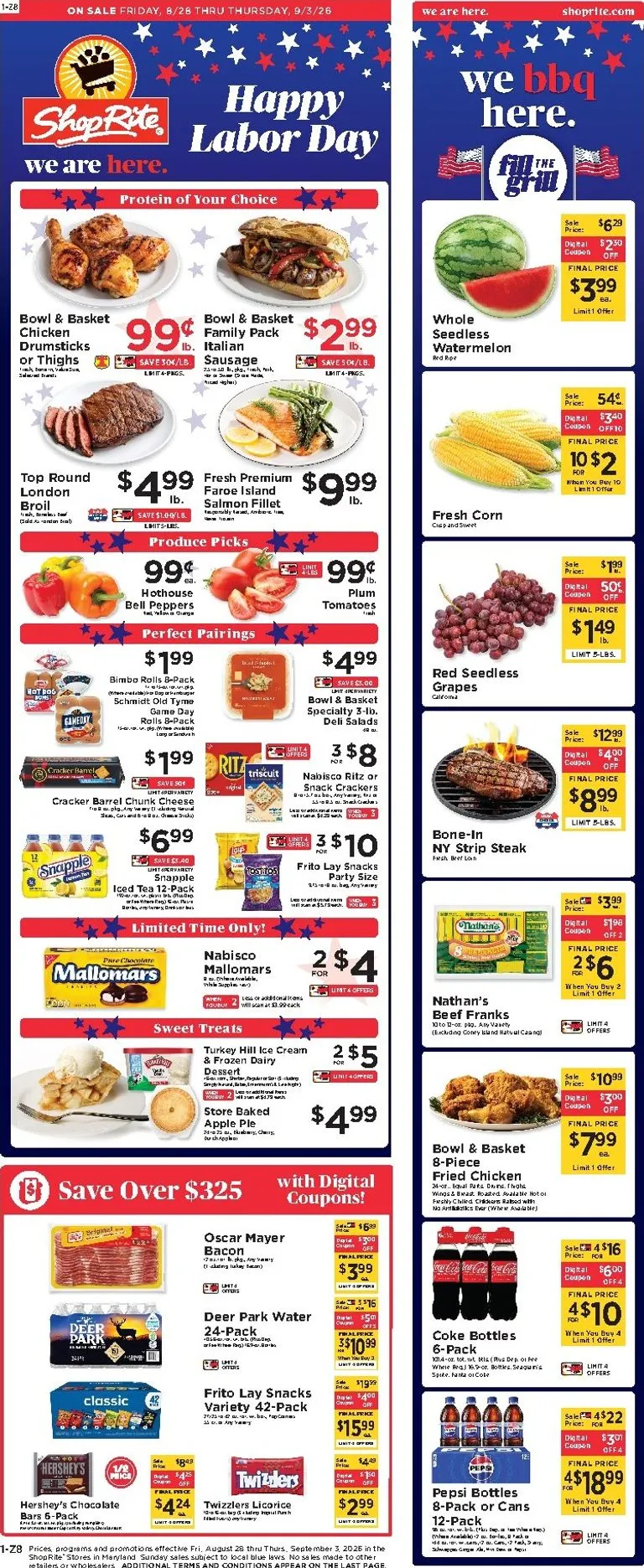Weekly promotion ShopRite Happy Labor Day Sale spanning from August 28 to September 3 2026 - Page 1 for Catalogue 365
