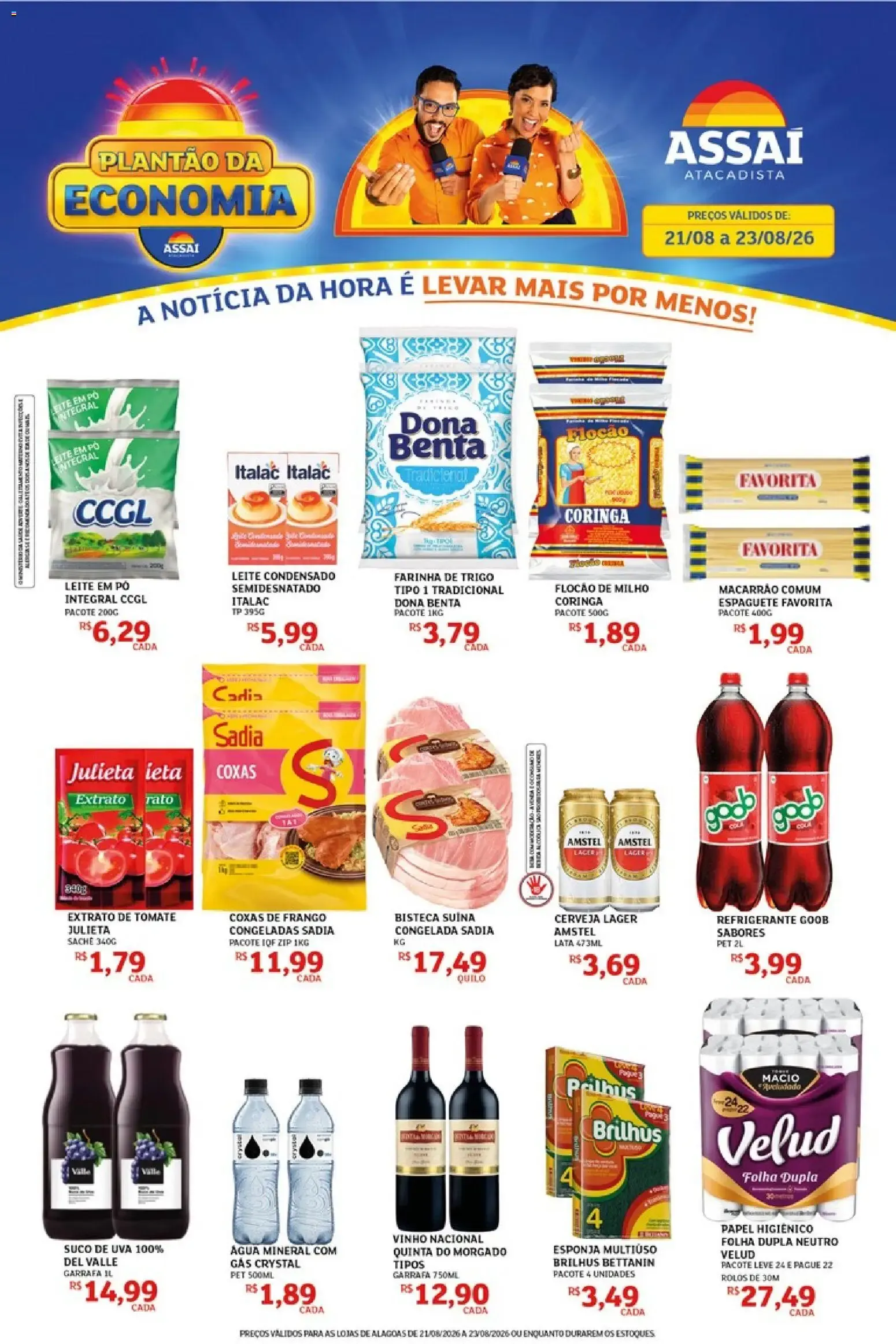 Encarte de Assaí Atacadista - Plantão da Economia 21 de agosto até 23 de agosto 2026 - Pagina 1