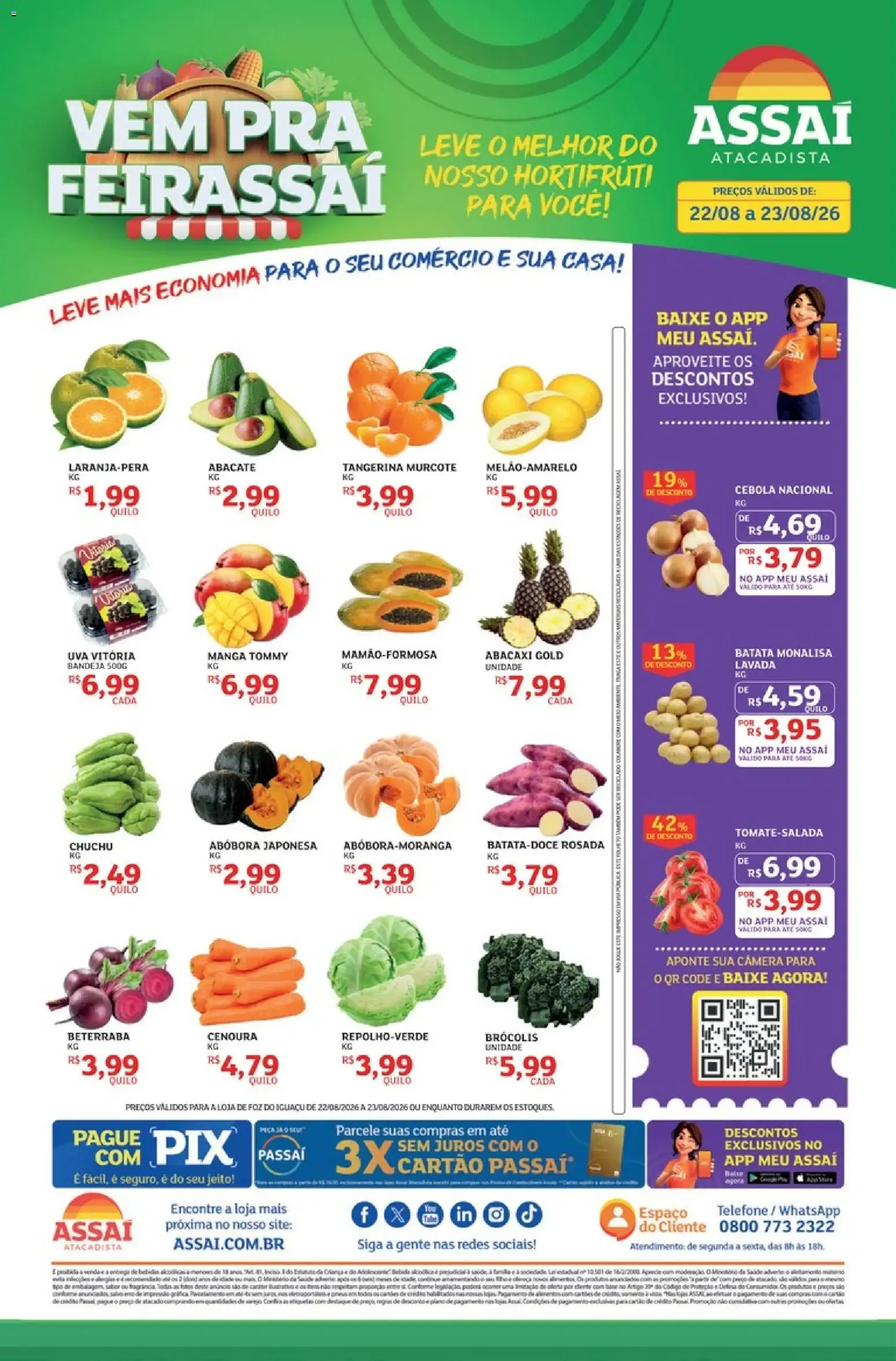 Encarte de Assaí Atacadista - Vem pra Feirassái (Hortifrúti) 22 de agosto até 23 de agosto 2026 - Pagina 1