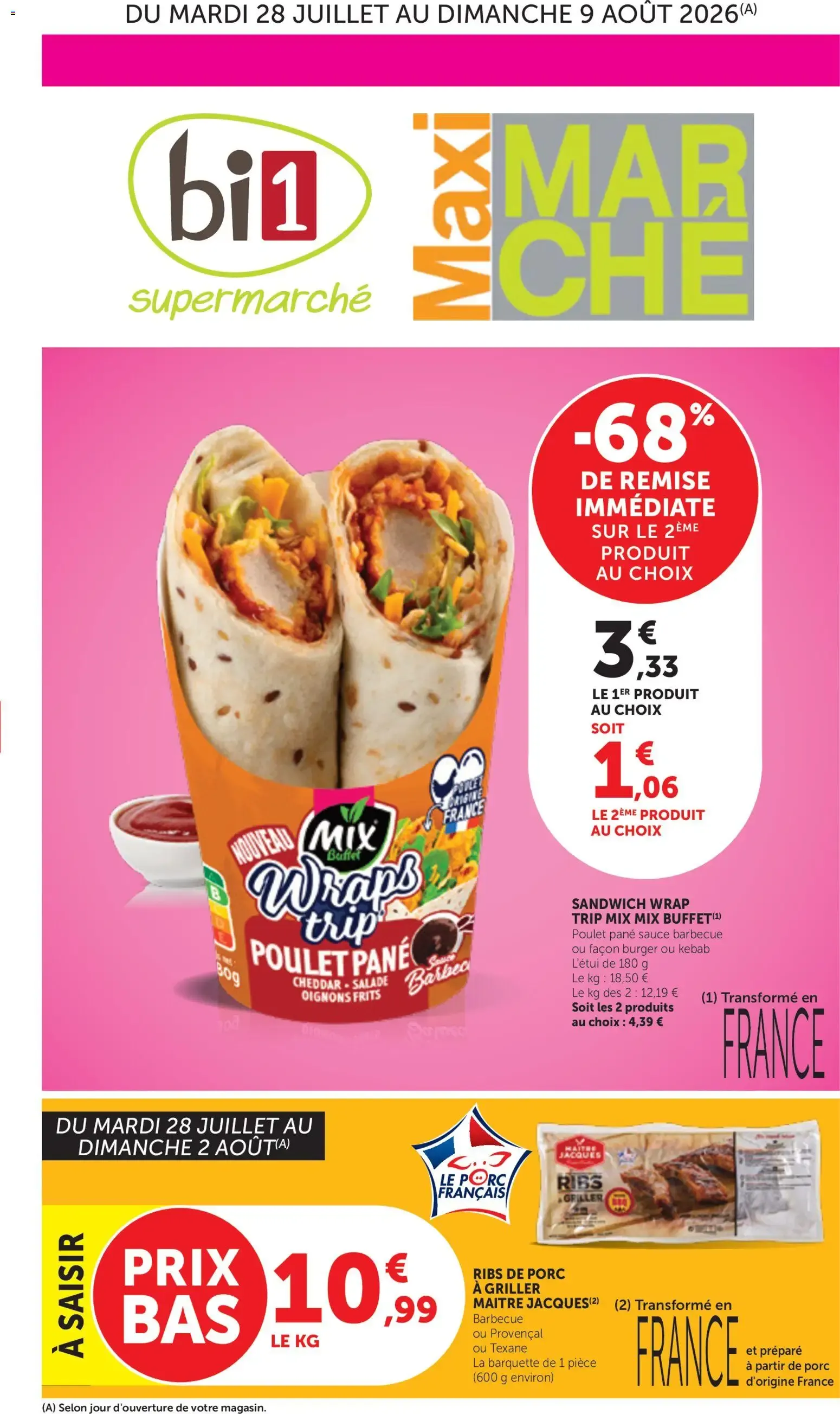 bi1 Catalogue maxi marché à partir du 28/07/2026 - promo en ligne du 28 juillet au 9 août 2026 - Catalogue page 1