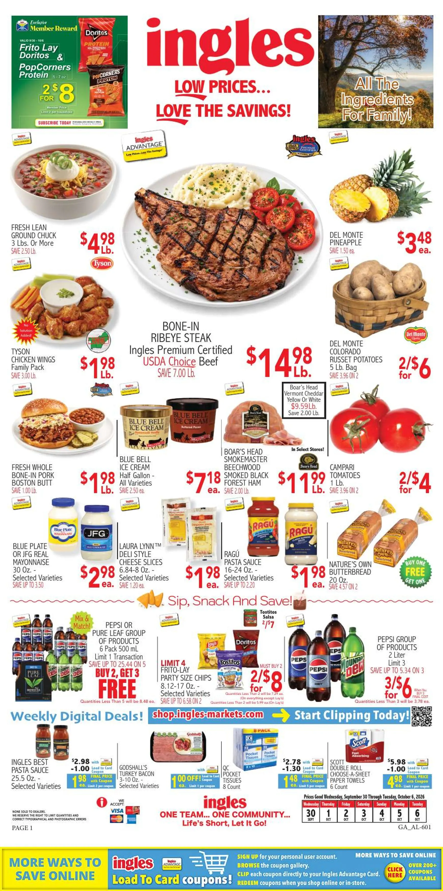 Current Ingles Markets leaflet valid from Wednesday 09/30/2026 to Tuesday 10/06/2026