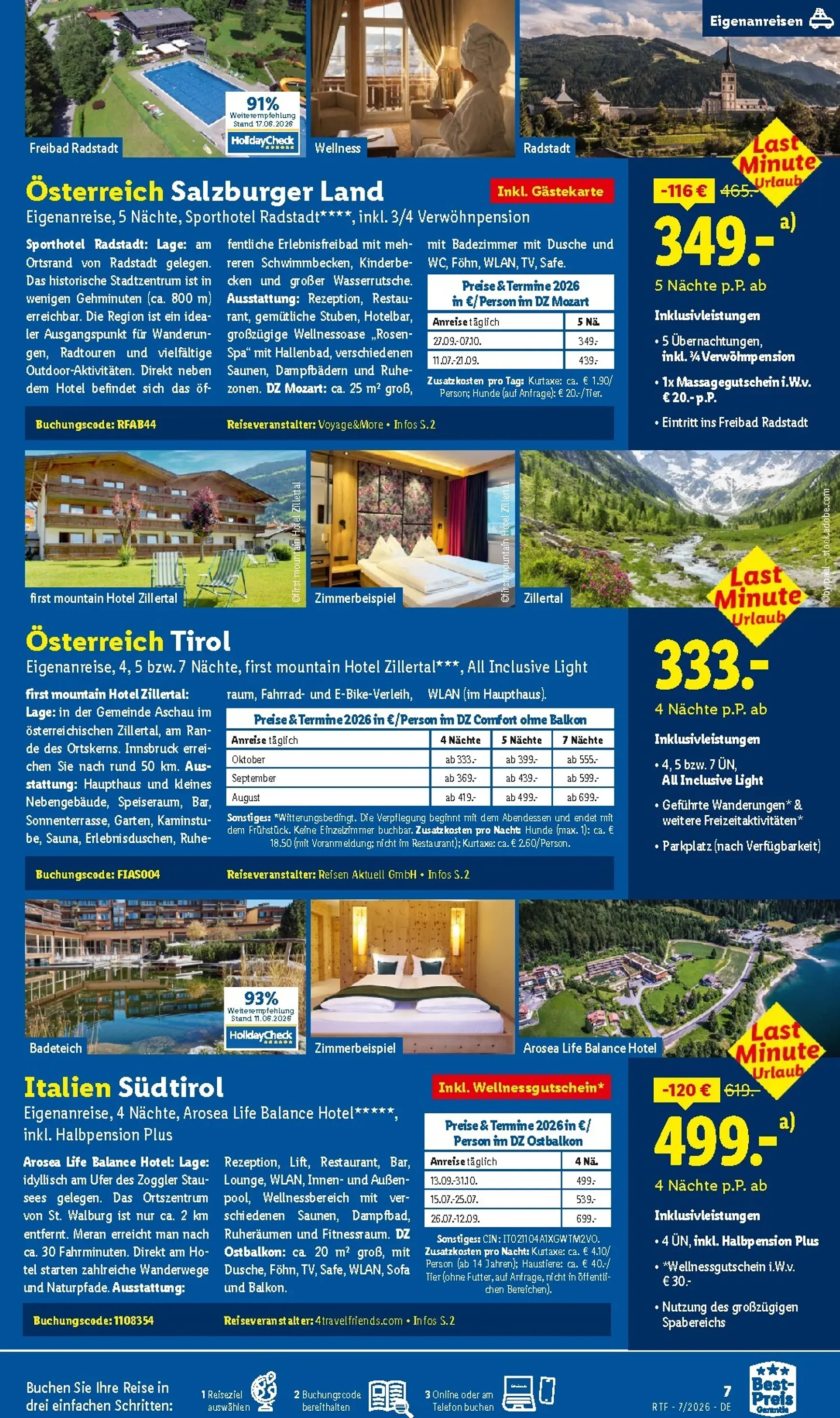Lidl Reisen: Auf die Berge, fertig, los. Last Minute Urlaub von 15. Juli bis 15. August 2026 - Prospekt seite 7