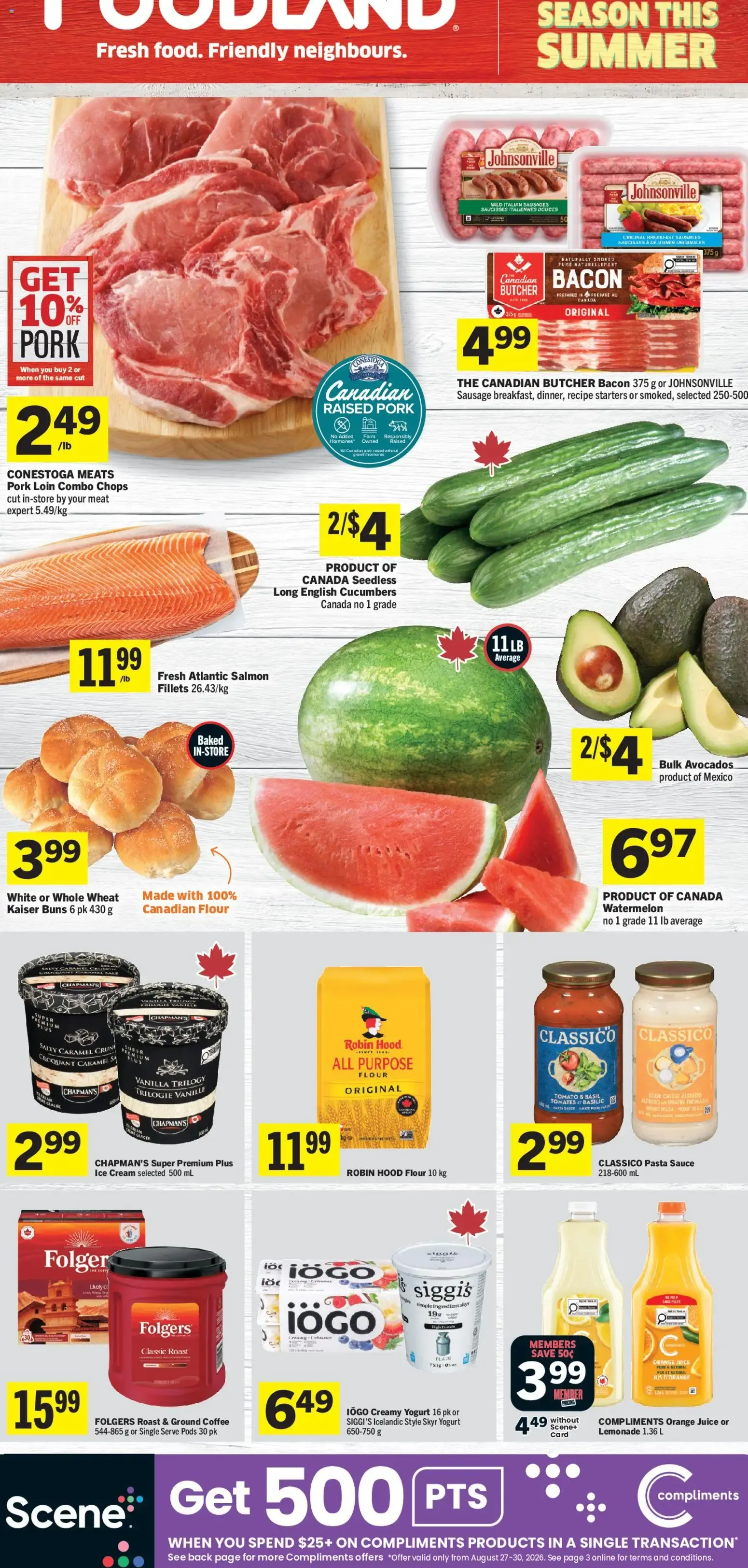 Foodland weekly flyer / circulaire from Aug 27, 2026 > weekly specials & deals from August 27 to August 30 2026 - flyer page 1