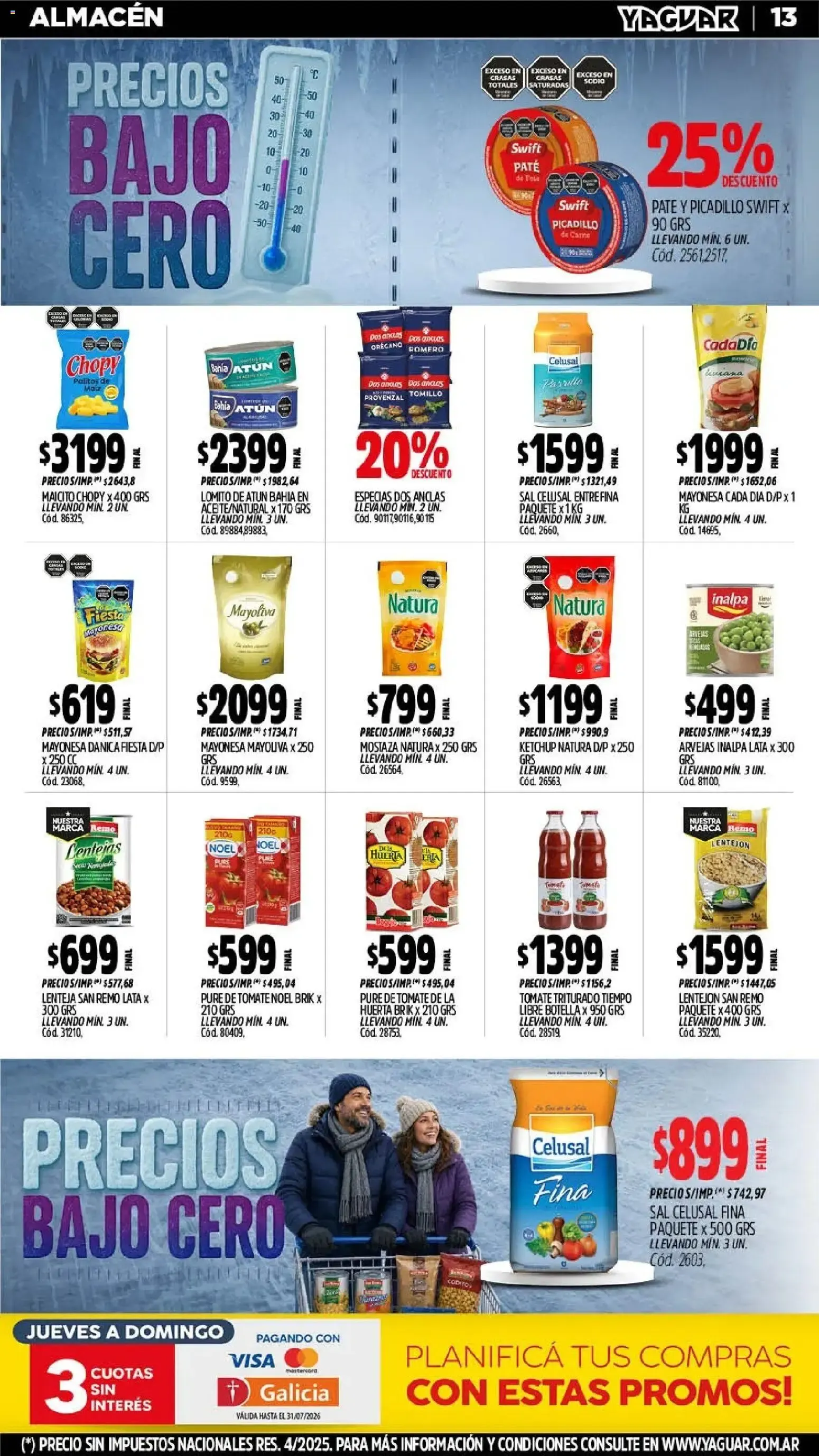 Ofertas de Mayorista Yaguar - Precios Bajo Cero 20 de julio al 26 de julio 2026 - Página 13 del catálogo