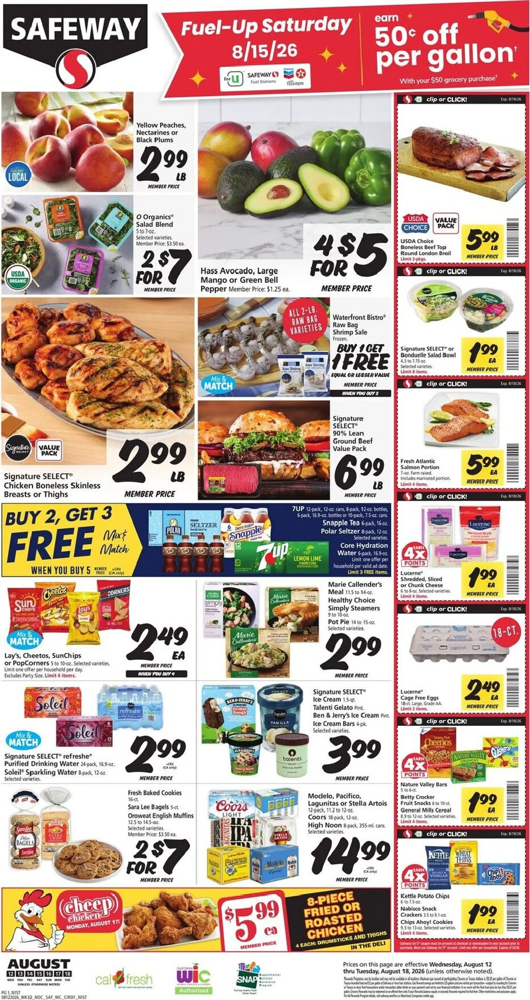 Weekly ad Safeway Fuel-Up Saturday Ad from August 12 to August 18 2026 - Page 1