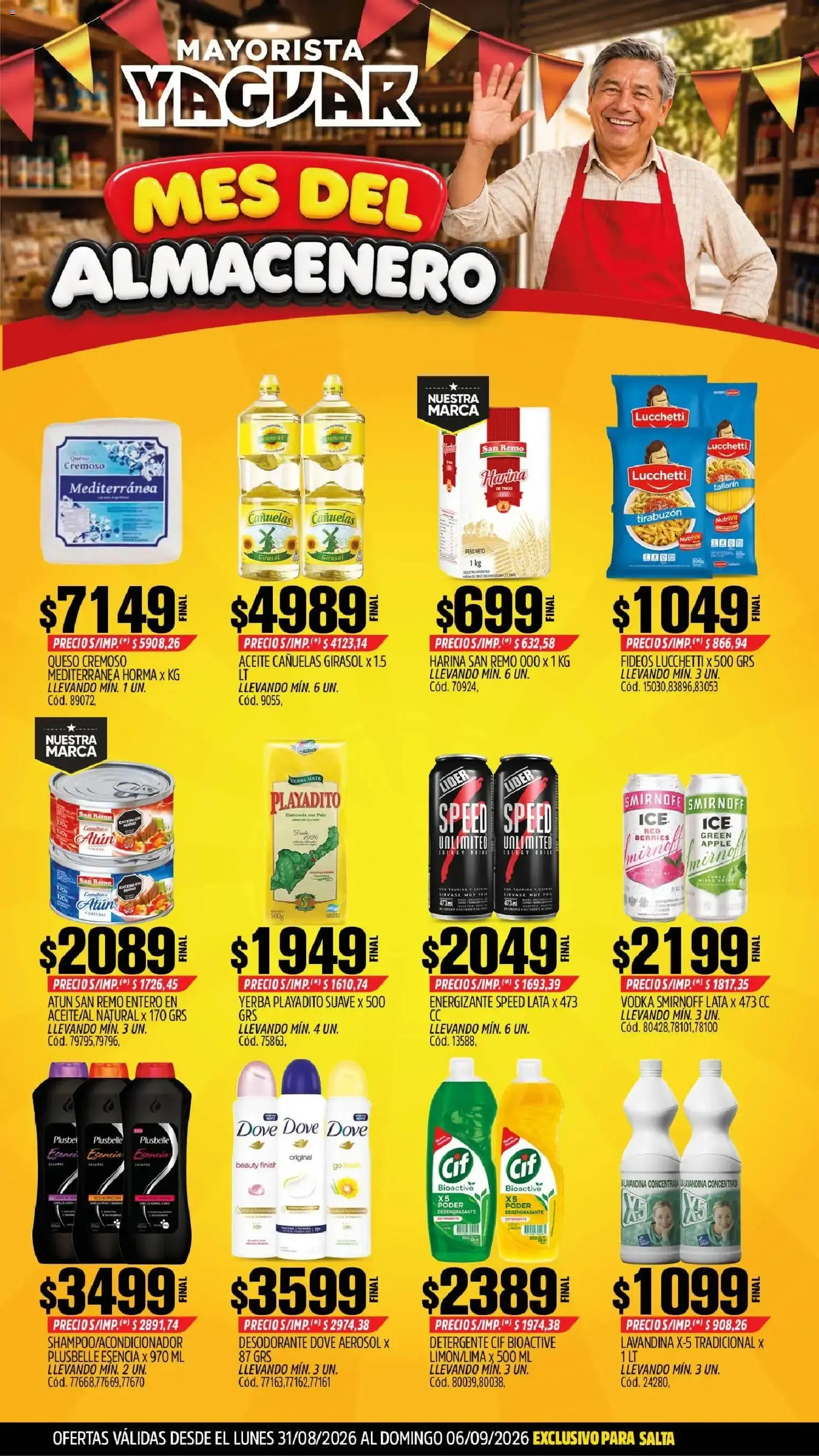 Ofertas de Mayorista Yaguar - Mes del Almacenero - Exclusivo para Salta 31 de agosto al 6 de septiembre 2026 - Página 1 del catálogo