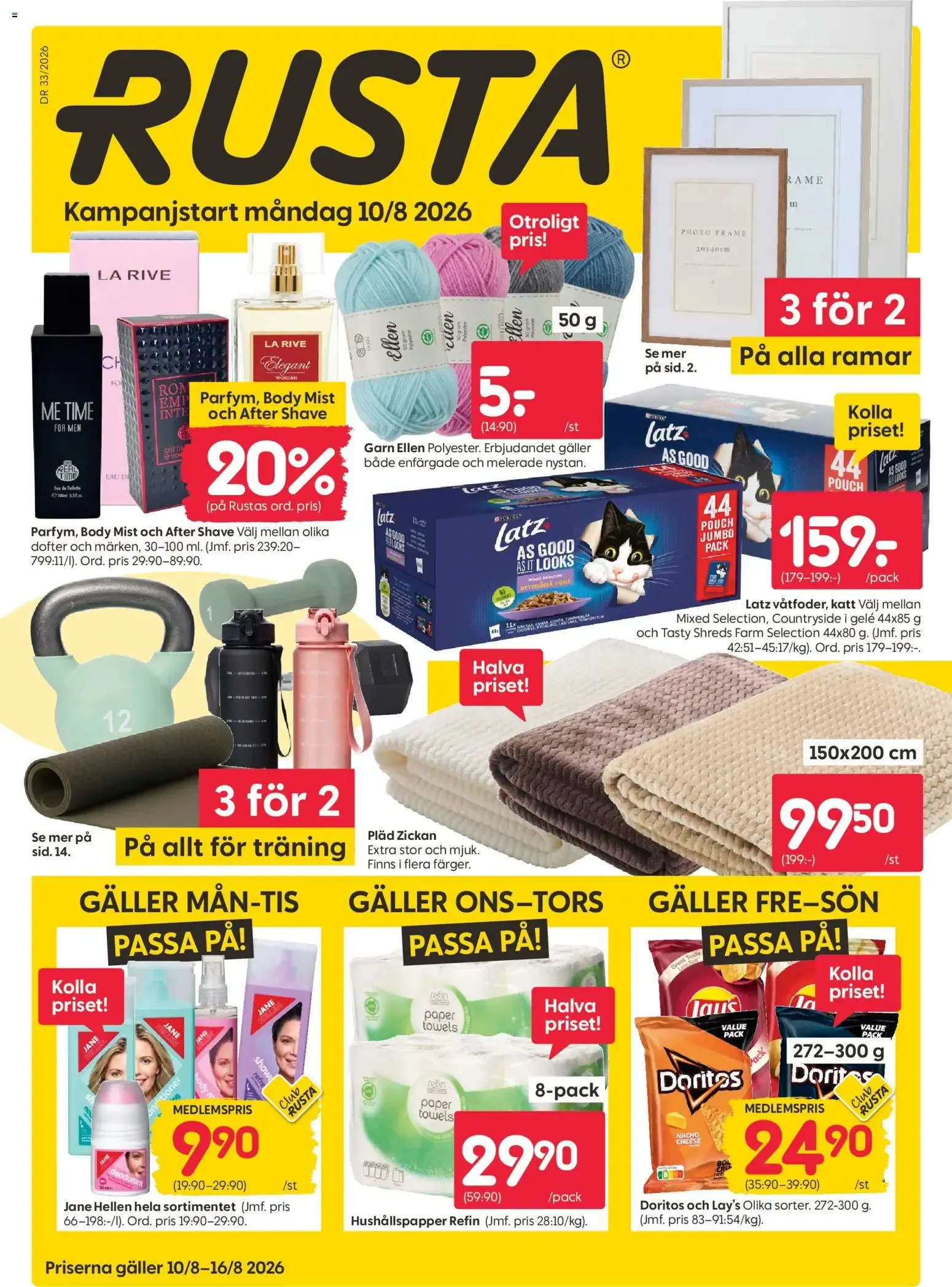Rusta erbjudanden från 10/08/2026 - 16/08/2026 > Reklamblad nuvarande rabatter från 10 augusti till 16 augusti 2026 - Reklamblad sidor 1