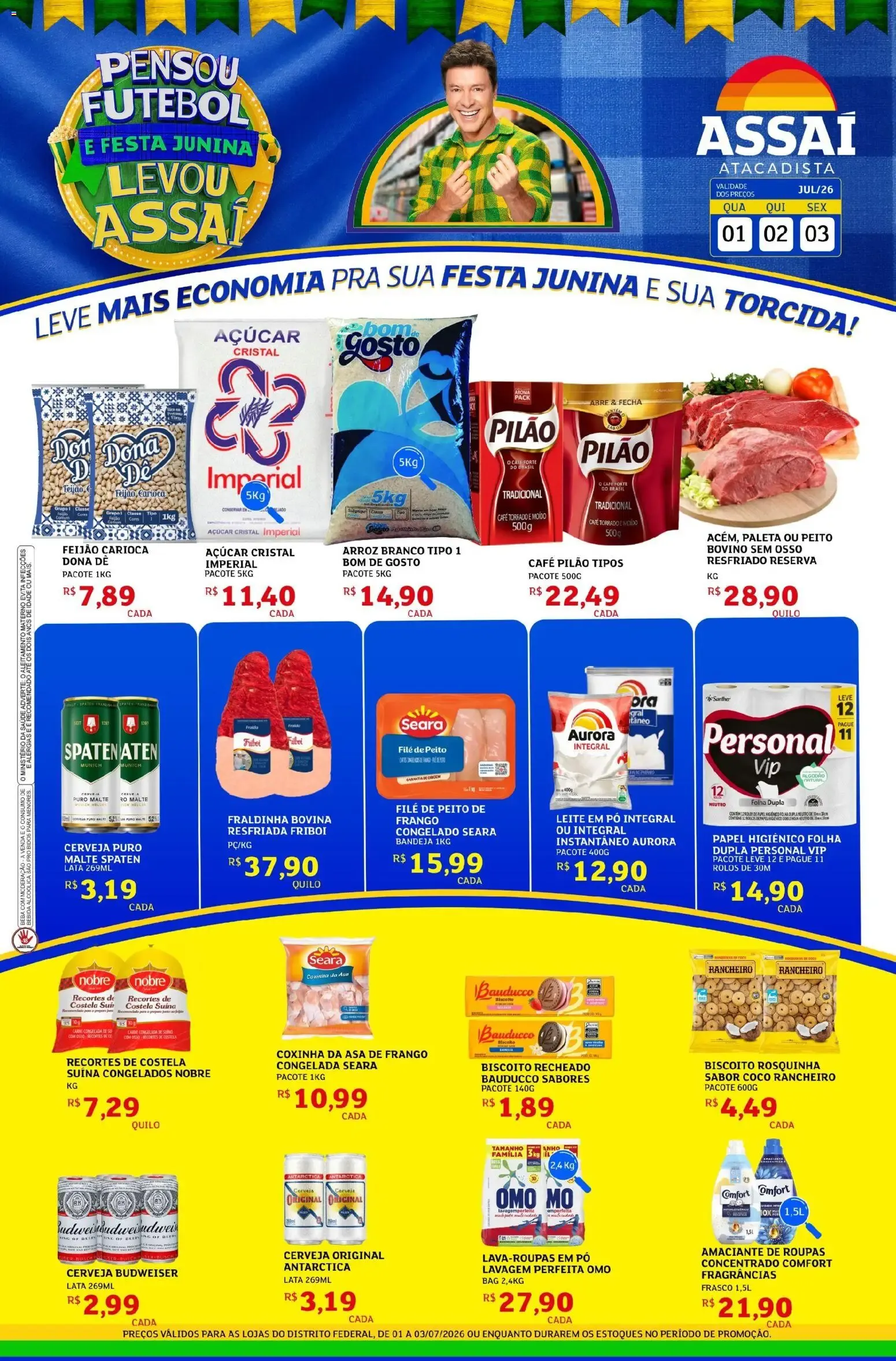 Encarte de Assaí Atacadista - Ofertas Festa Junina e Futebol - DF 1 de julho até 3 de julho 2026 - Pagina 1