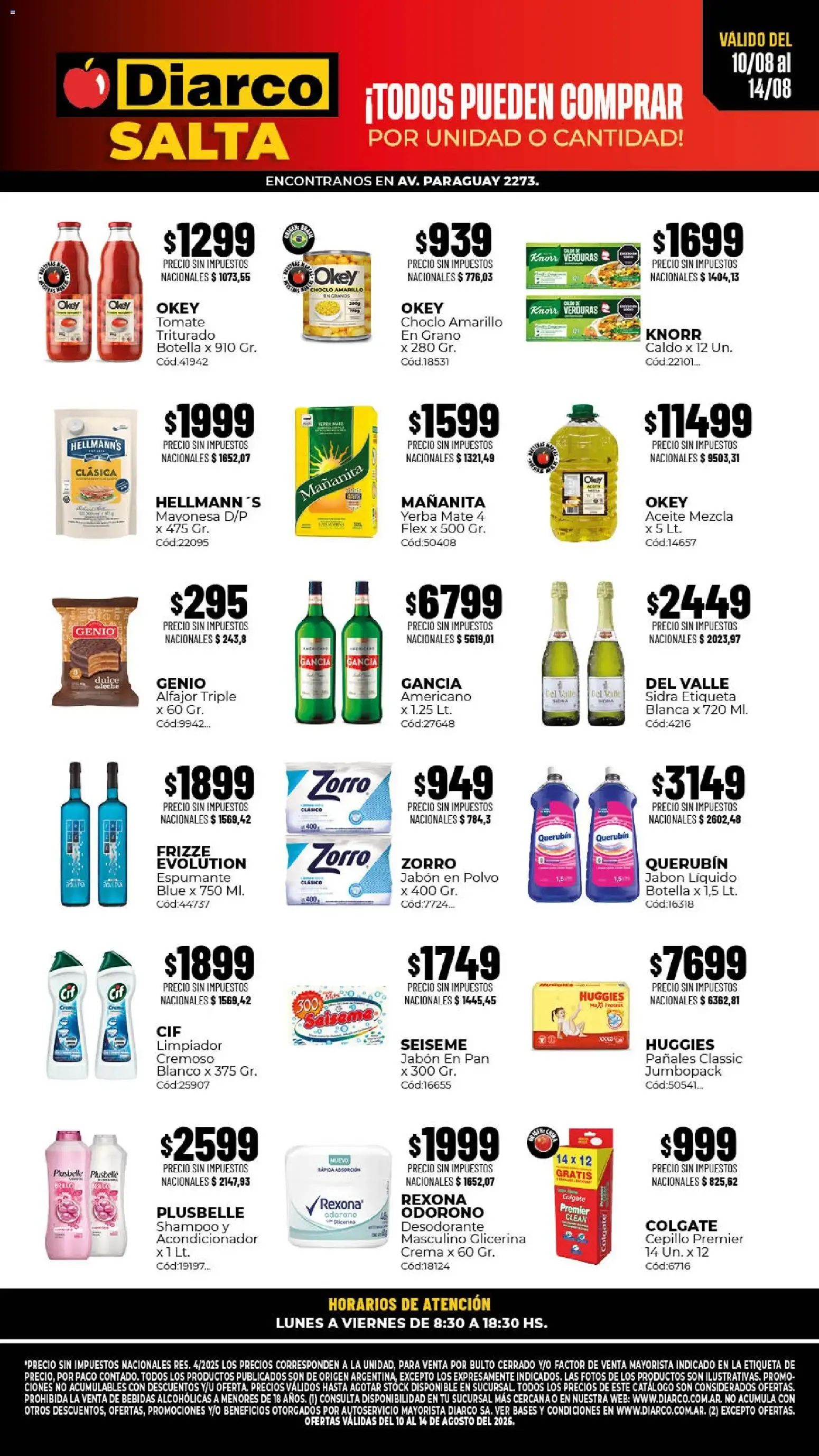 Ofertas de Diarco - Ofertas Salta del 10/08/2026 - 14/08/2026 10 de agosto al 14 de agosto 2026 - Página 1 del catálogo