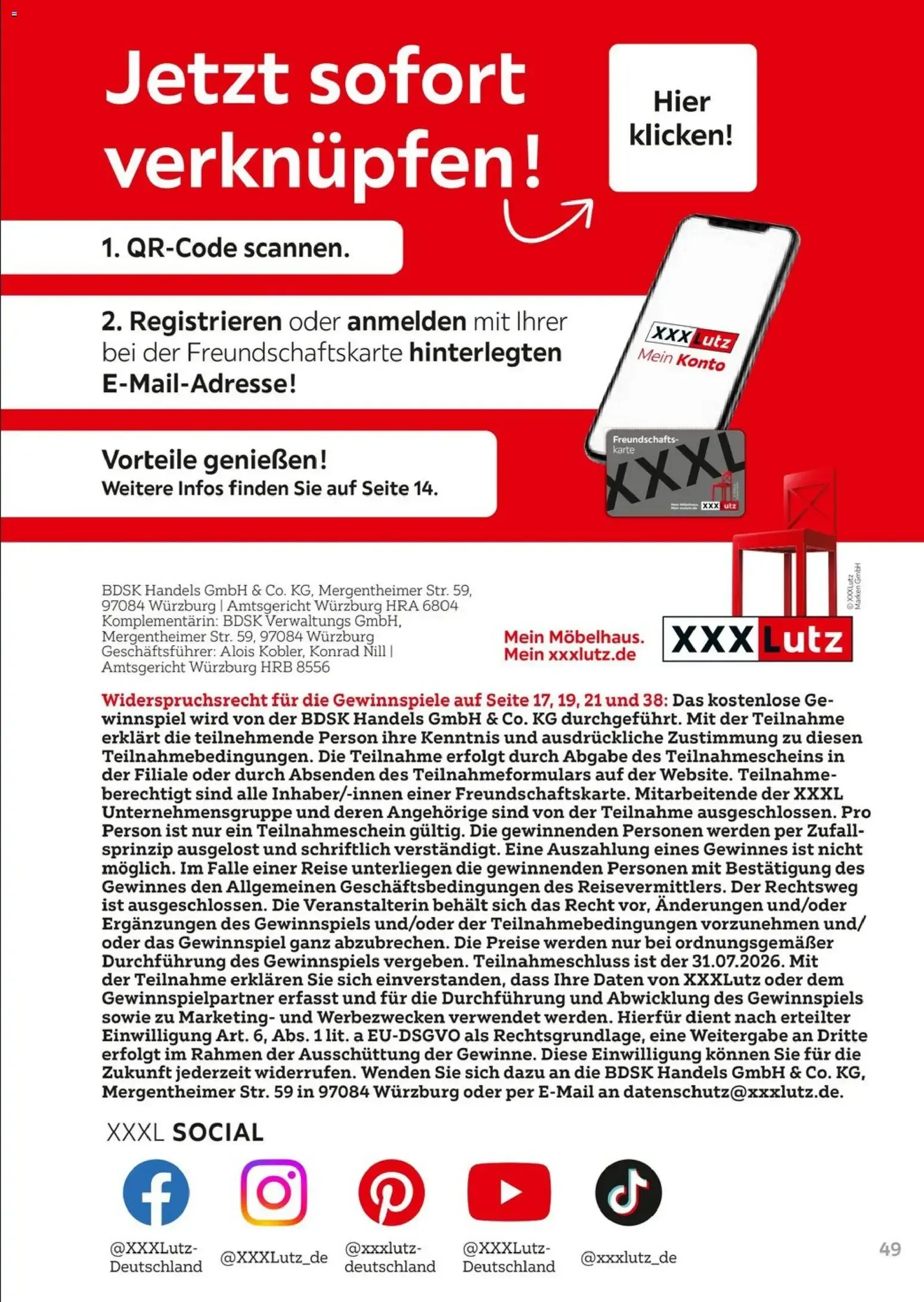 XXXL Lutz Freundschaftskartenjournal (ab 01.02.2026) zum Blättern von 1. Februar bis 31. Juli 2026 - Prospekt seite 49