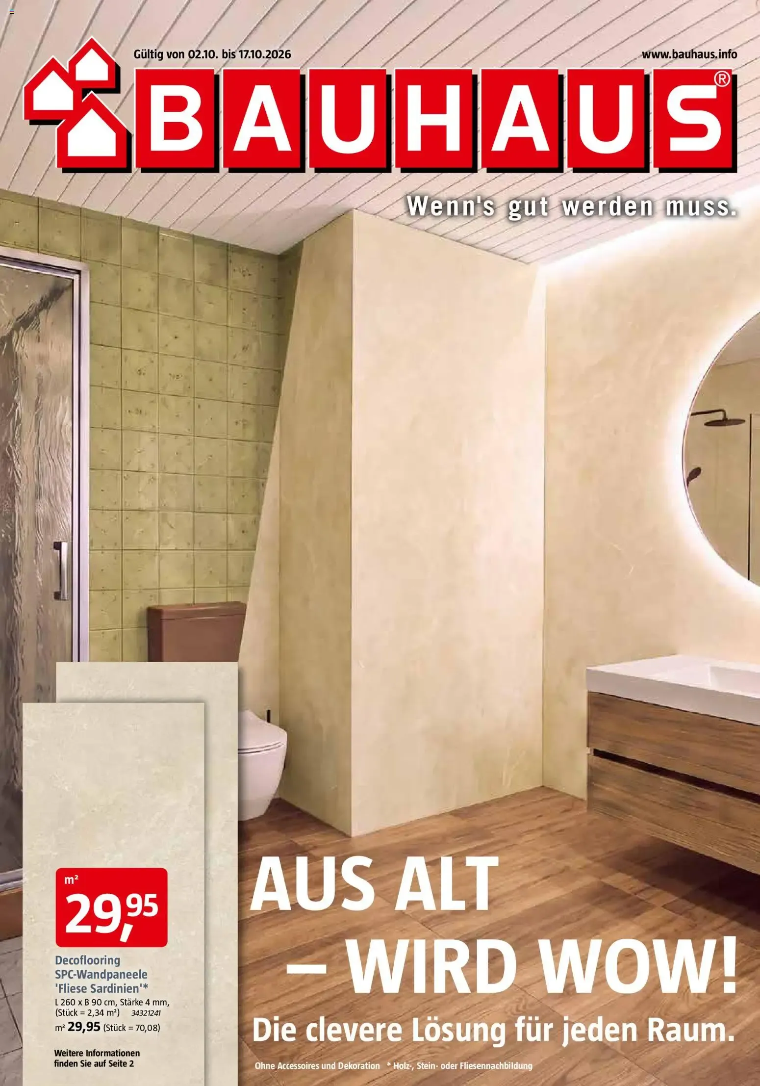 Bauhaus Prospekt (ab 02.10.2026) zum Blättern von 2. Oktober bis 17. Oktober 2026 - Prospekt seite 1
