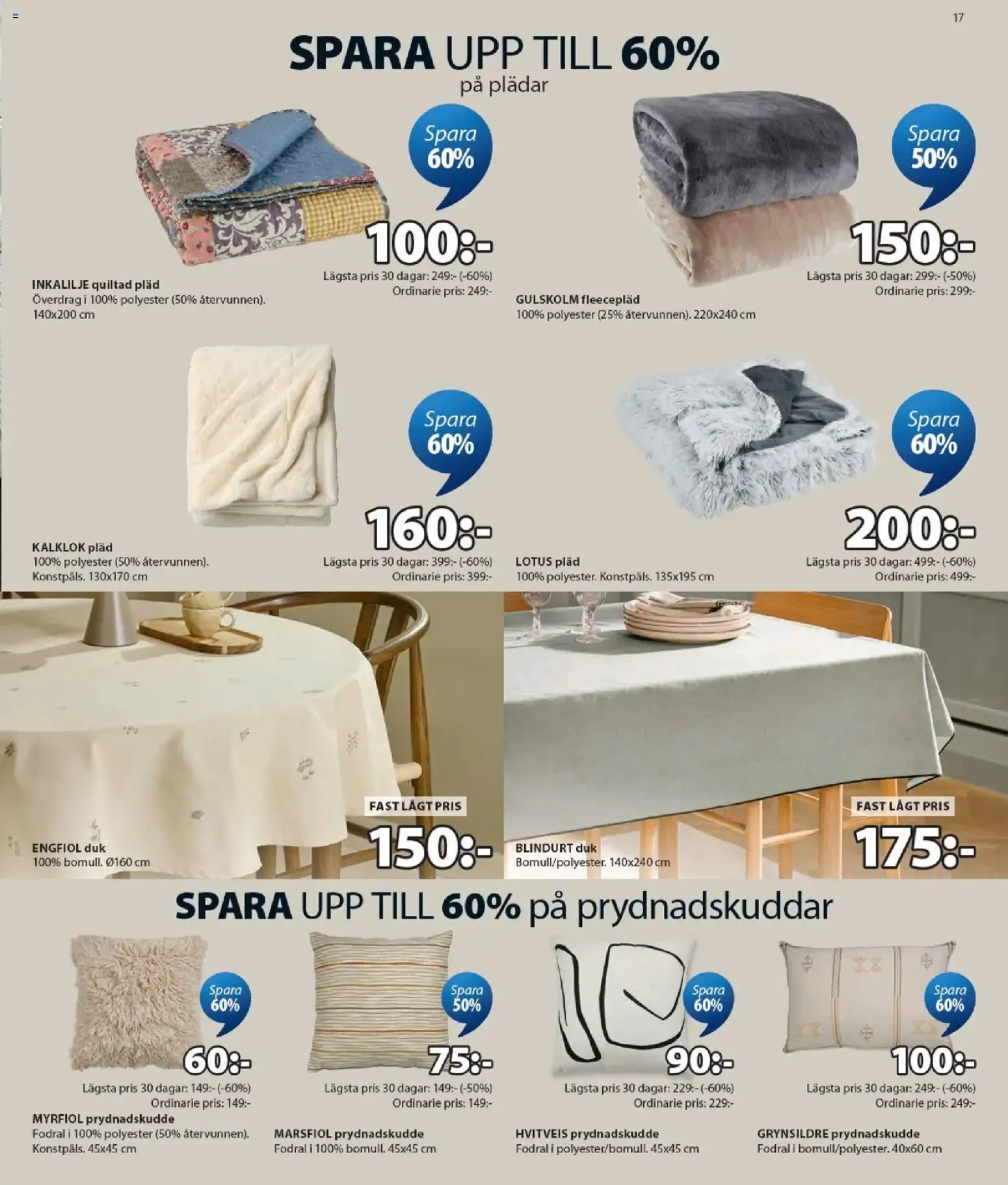JYSK REA: Spara hasta 70% från 29 juni till 26 juli 2026 - Reklamblad sidor 17
