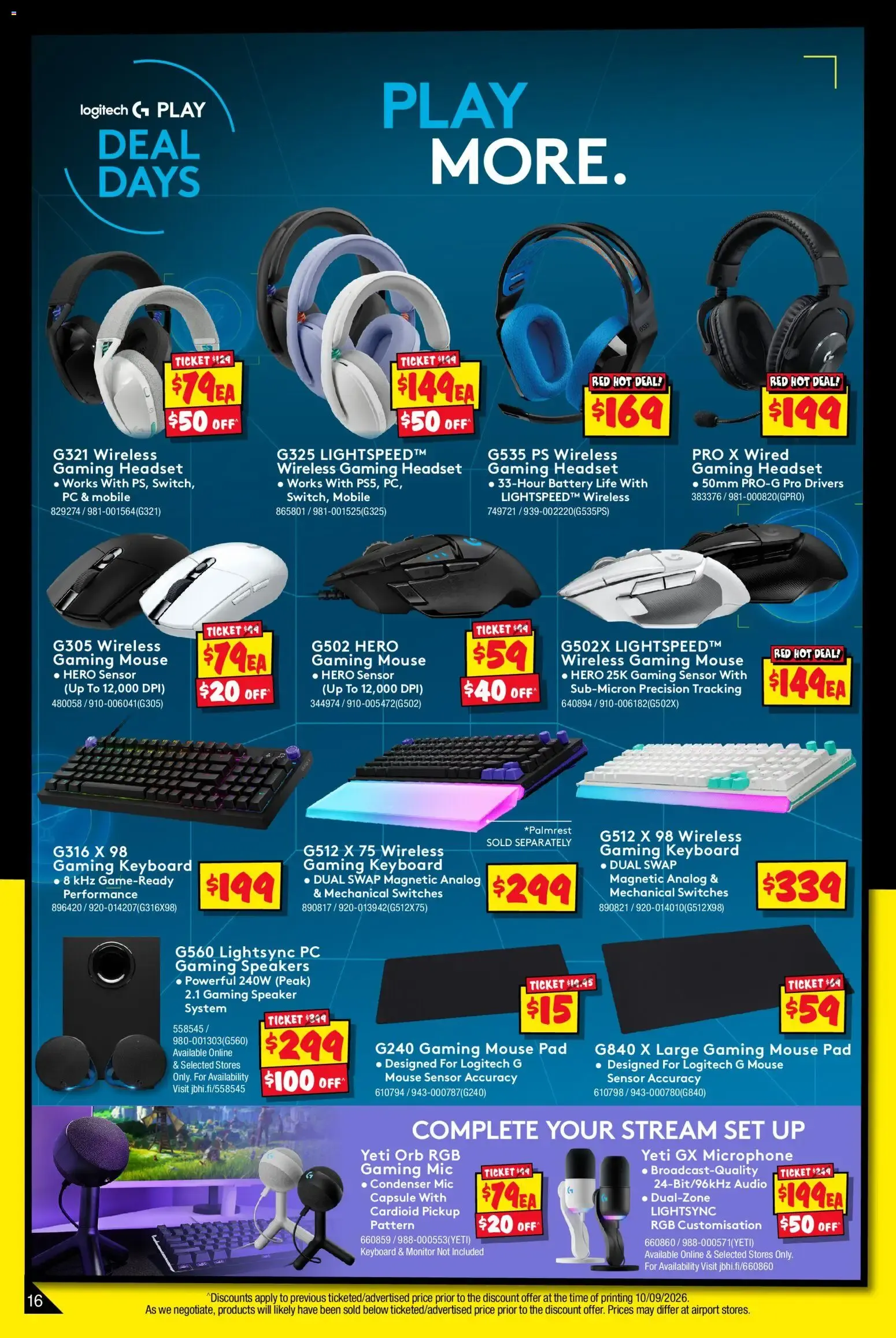 JB Hi-Fi catalogue Mega Gaming Sale - 24/09/2026 > weekly / monthly specials - Catalogue valid from 24 September to 11 October 2026 - page 16